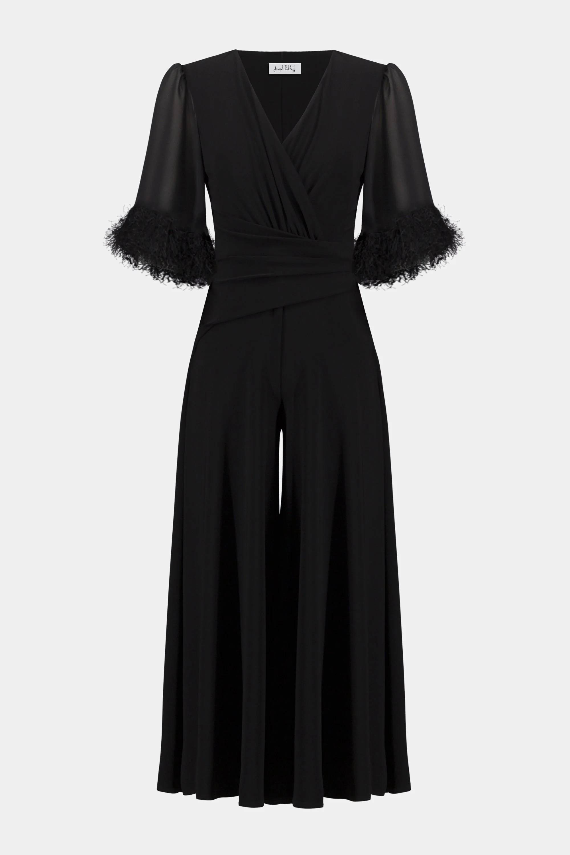 JOSEPH RIBKOFF 261761 Signature | Silky Knit Wide Leg Jumpsuit With Chiffon Sleeves - Image 5