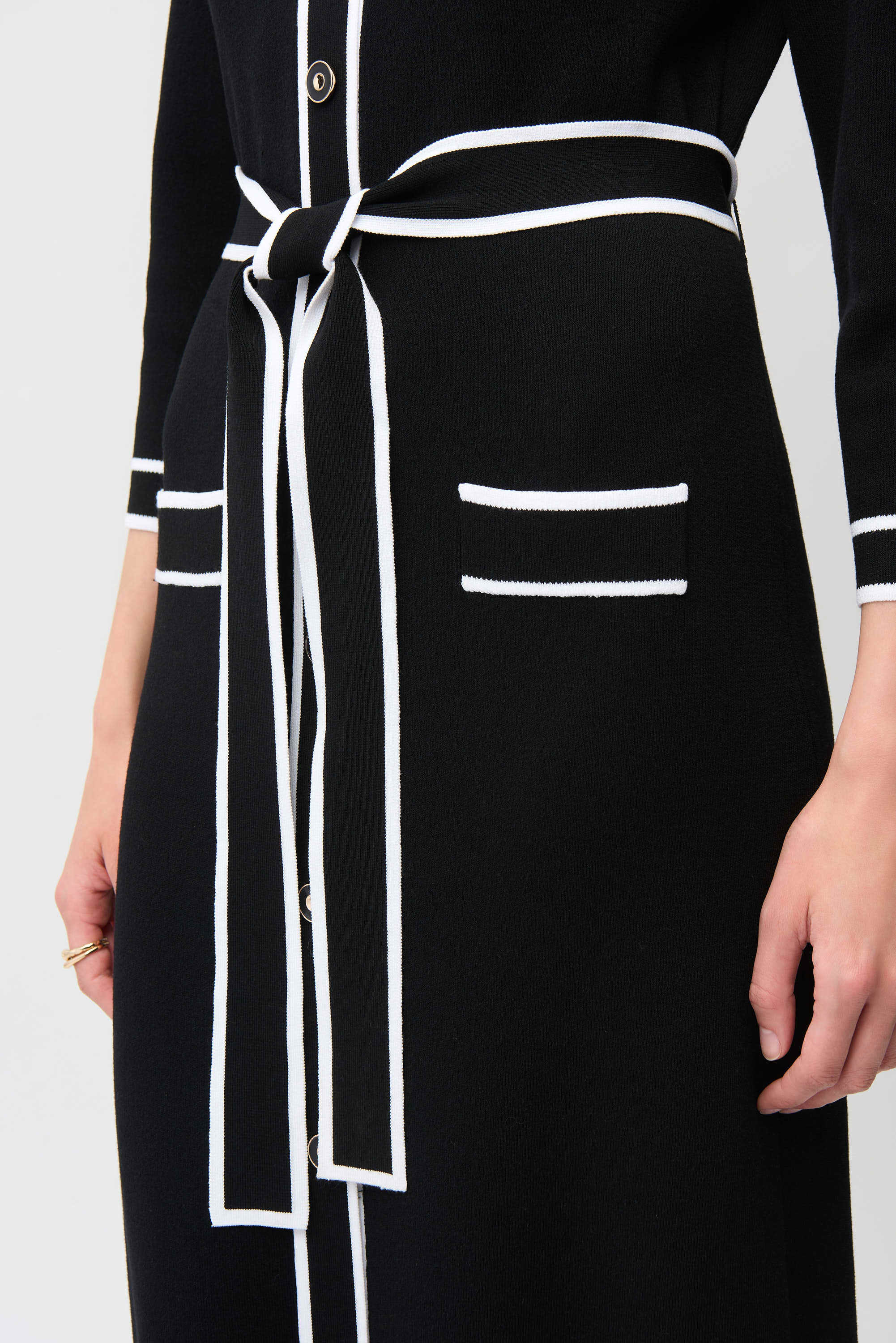 JOSEPH RIBKOFF 261944 Viscose Shirt Dress with Contrast Piping And Sash - Image 3