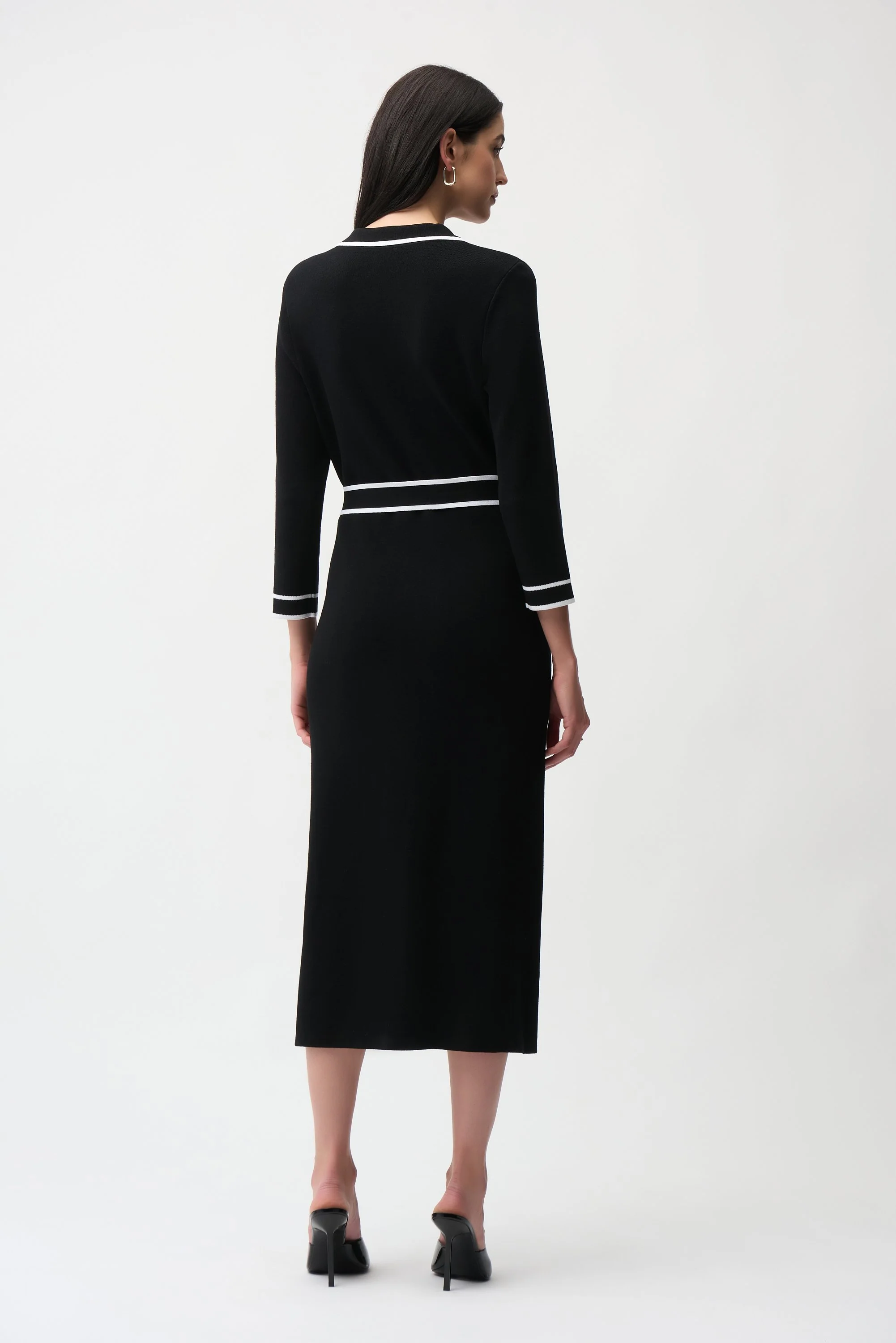 JOSEPH RIBKOFF 261944 Viscose Shirt Dress with Contrast Piping And Sash - Image 4