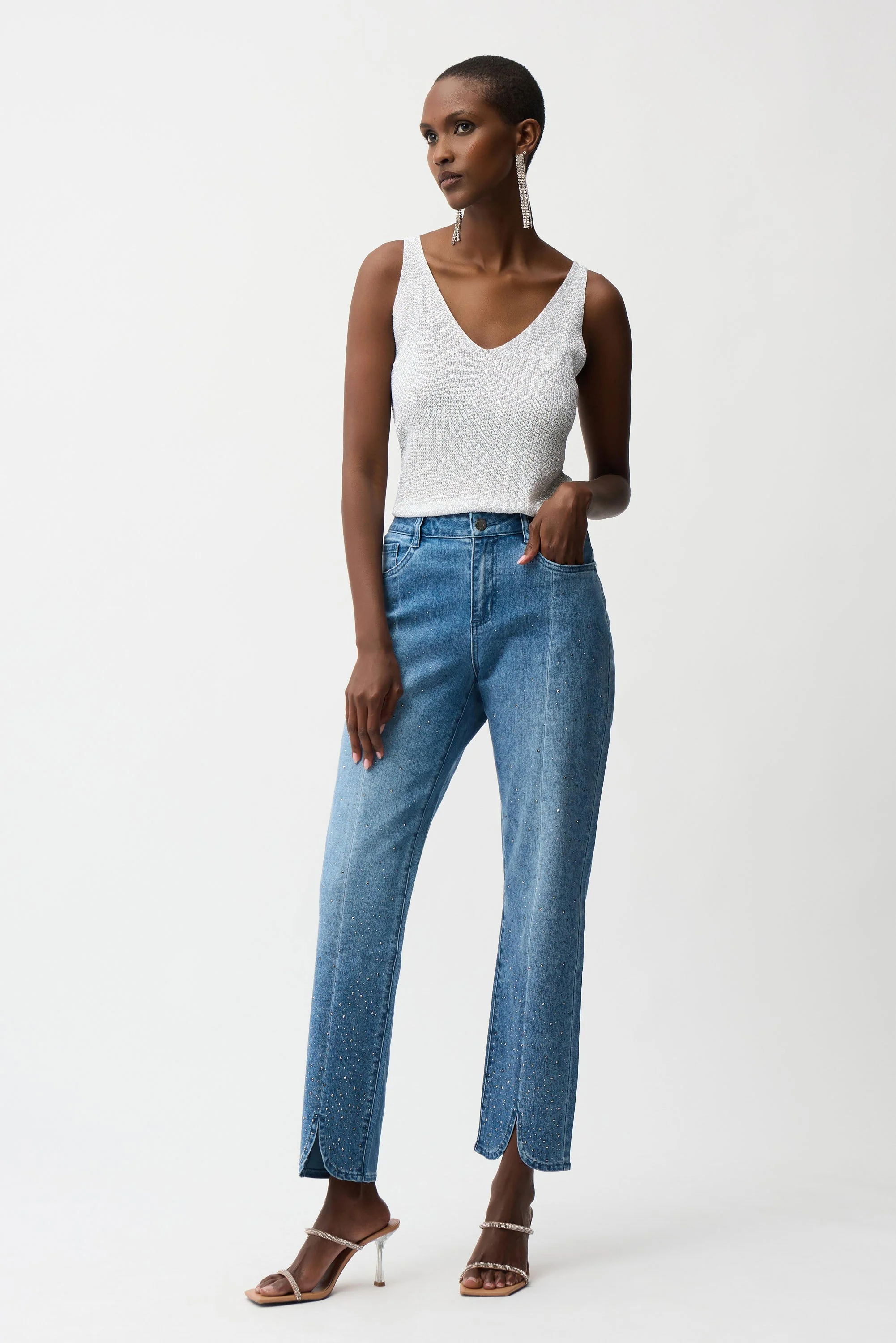 JOSEPH RIBKOFF 261954 Slim Leg Jeans With Rhinestone Detail