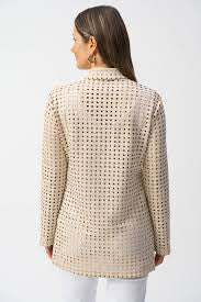 Joseph Ribkoff beige laser-cut suede jacket( - Image 2