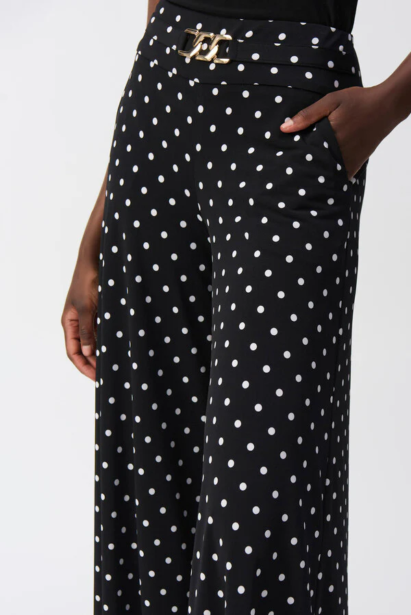 Joseph Ribkoff Black Polka Dot wide leg trousers 251040.
