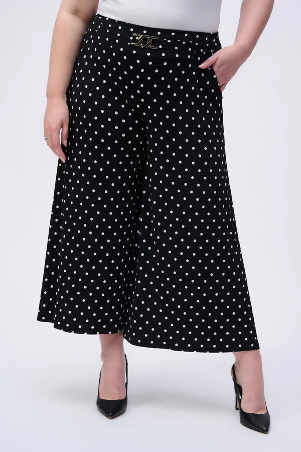 Joseph Ribkoff Black Polka Dot wide leg trousers 251040. - Image 2