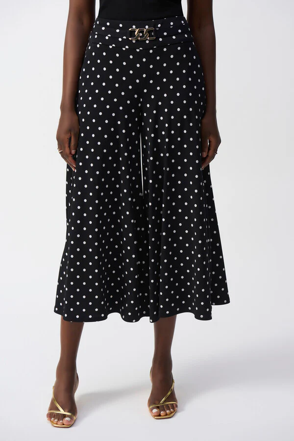 Joseph Ribkoff Black Polka Dot wide leg trousers 251040. - Image 5