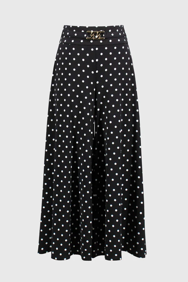 Joseph Ribkoff Black Polka Dot wide leg trousers 251040. - Image 6