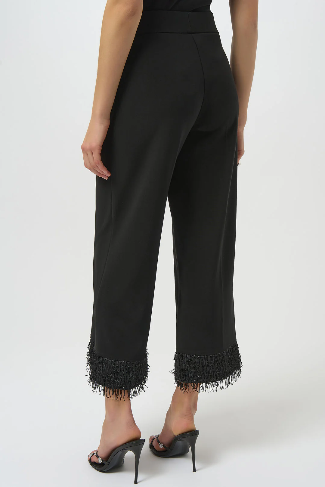 Joseph Ribkoff Culotte Pants with Novelty Fringe Hem Style 254147 - Image 3