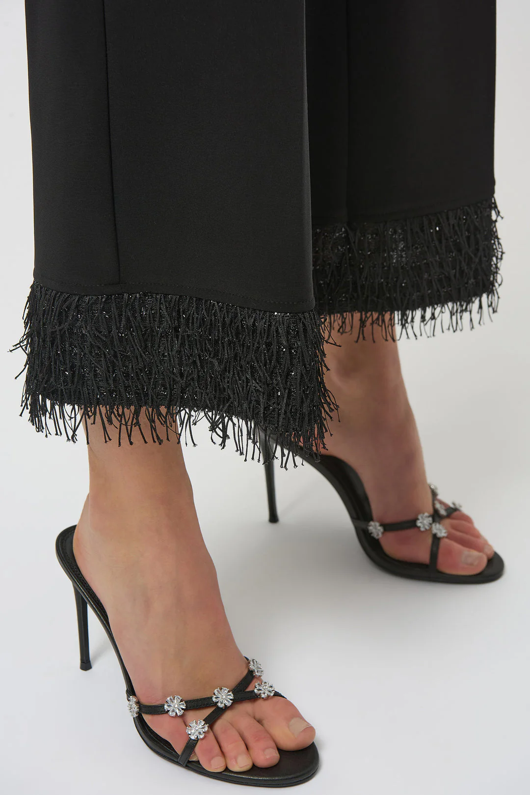 Joseph Ribkoff Culotte Pants with Novelty Fringe Hem Style 254147 - Image 4