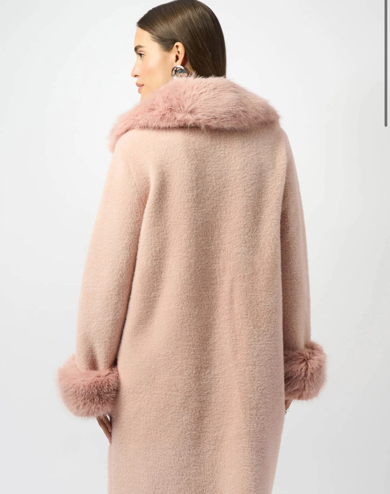 JOSEPH RIBKOFF Feather Yarn and Faux Fur Sweater Coat- 243923F25 - Image 4