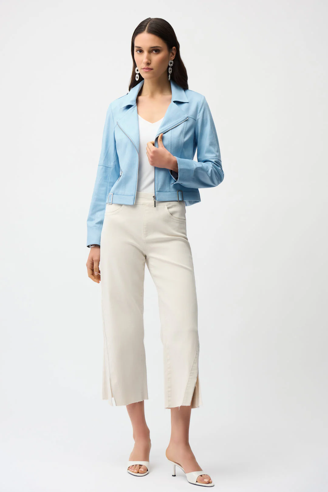 Joseph Ribkoff Fitted blue Jacket with Decorative Buckles Style 261910 - Image 3