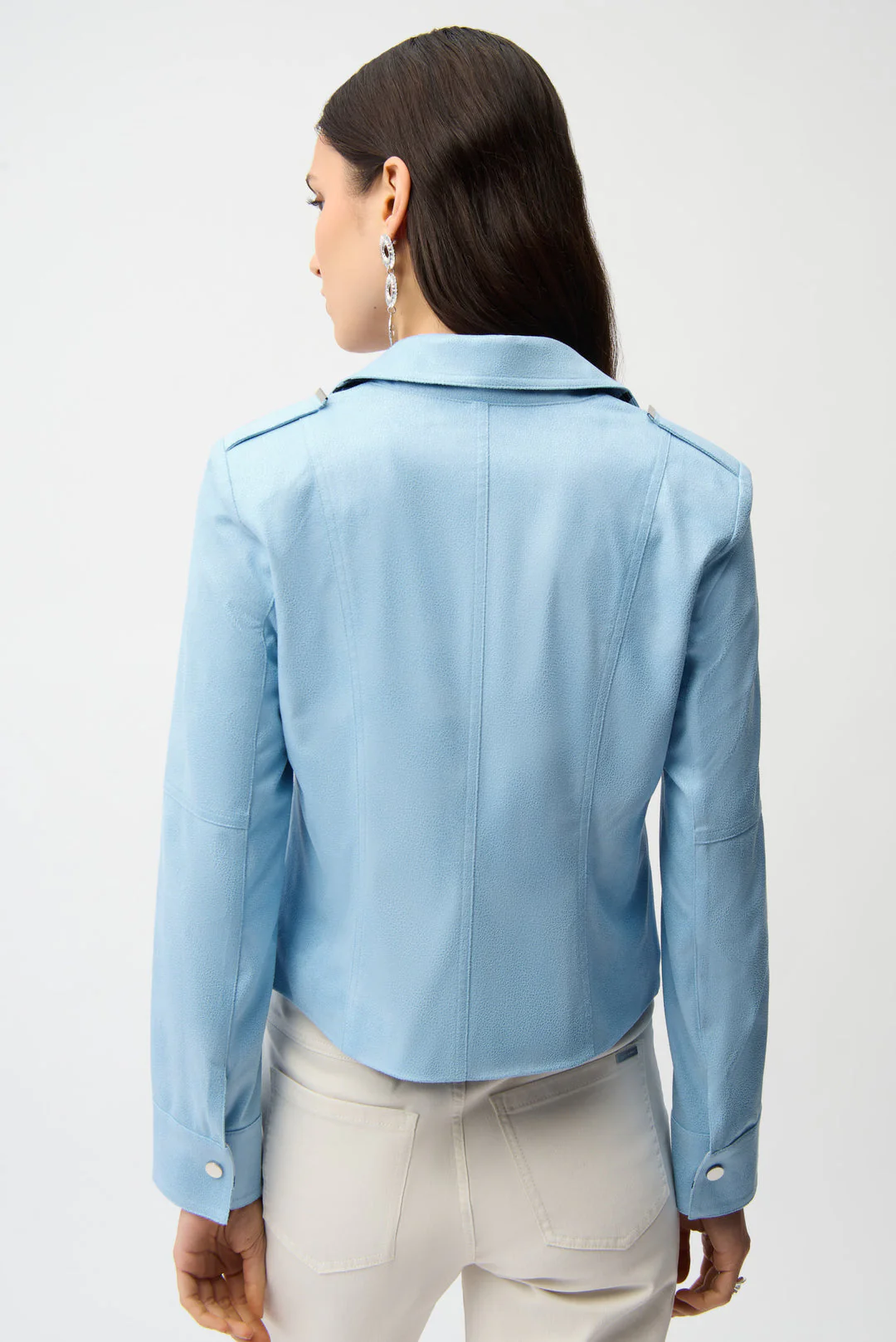 Joseph Ribkoff Fitted blue Jacket with Decorative Buckles Style 261910 - Image 4