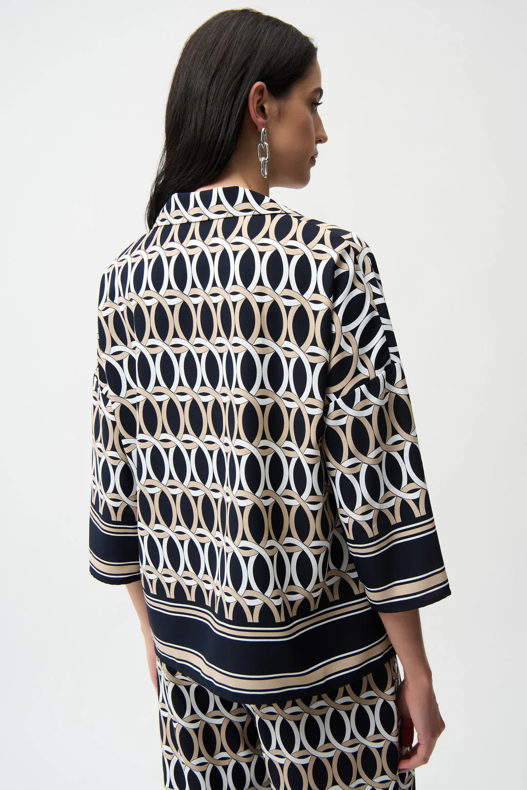 Joseph Ribkoff Geometric P rint Boxy Top With Shirt Collar Style 261057 - Image 3