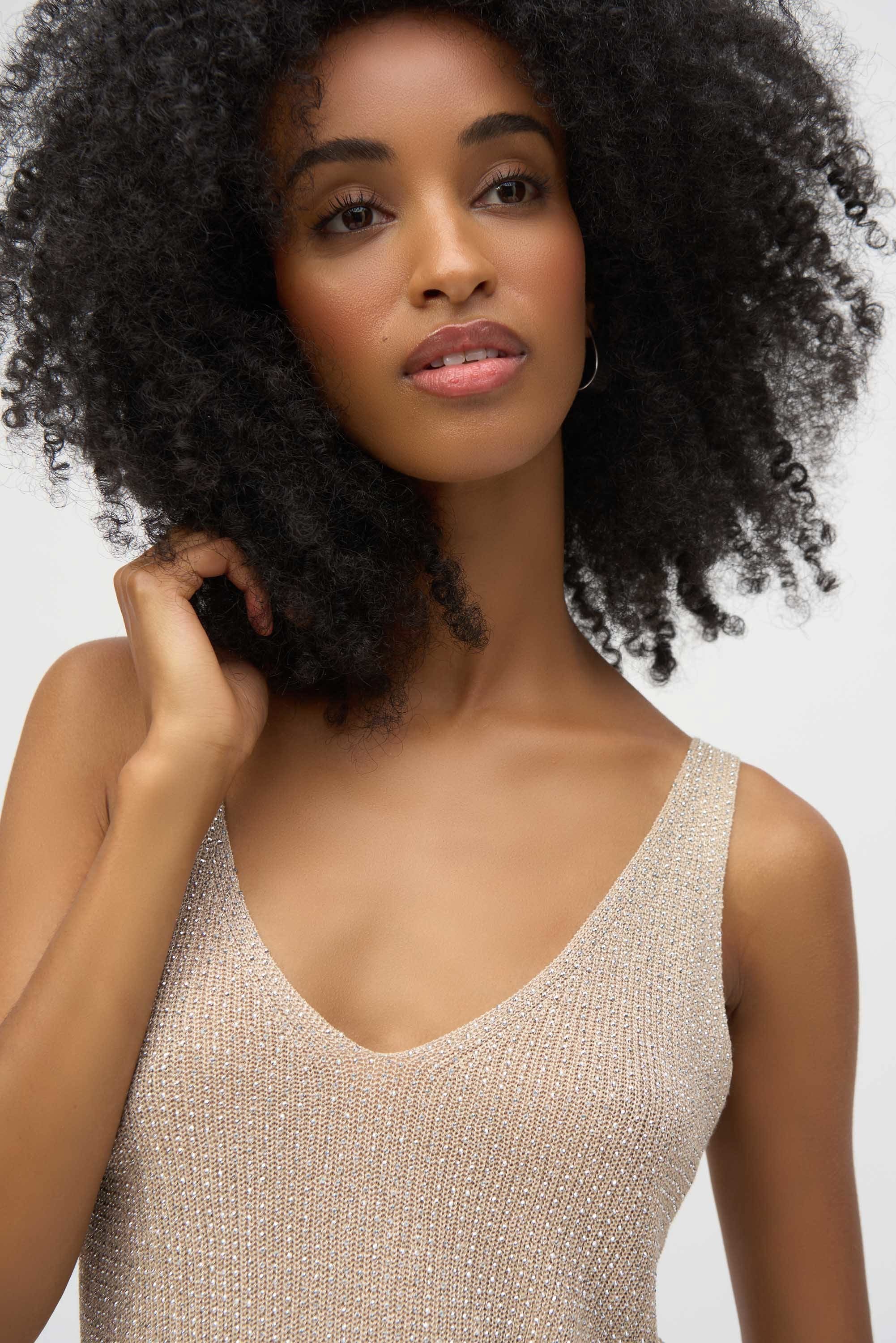 Joseph ribkoff metallic knitted camisole with gemstones 252915 - Image 2