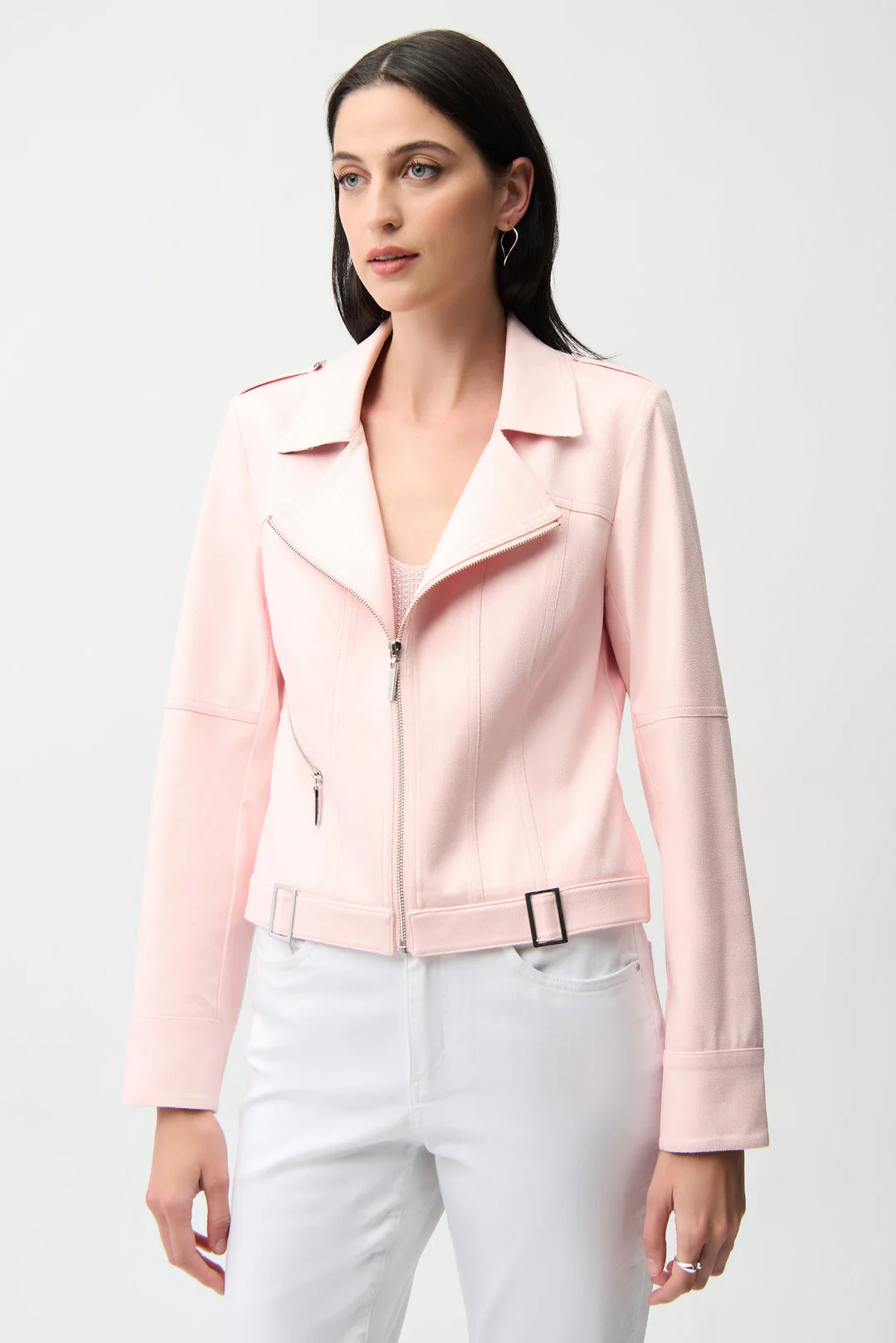 Joseph Ribkoff Pink Fitted Jacket with Decorative Buckles Style 261910 - Image 2