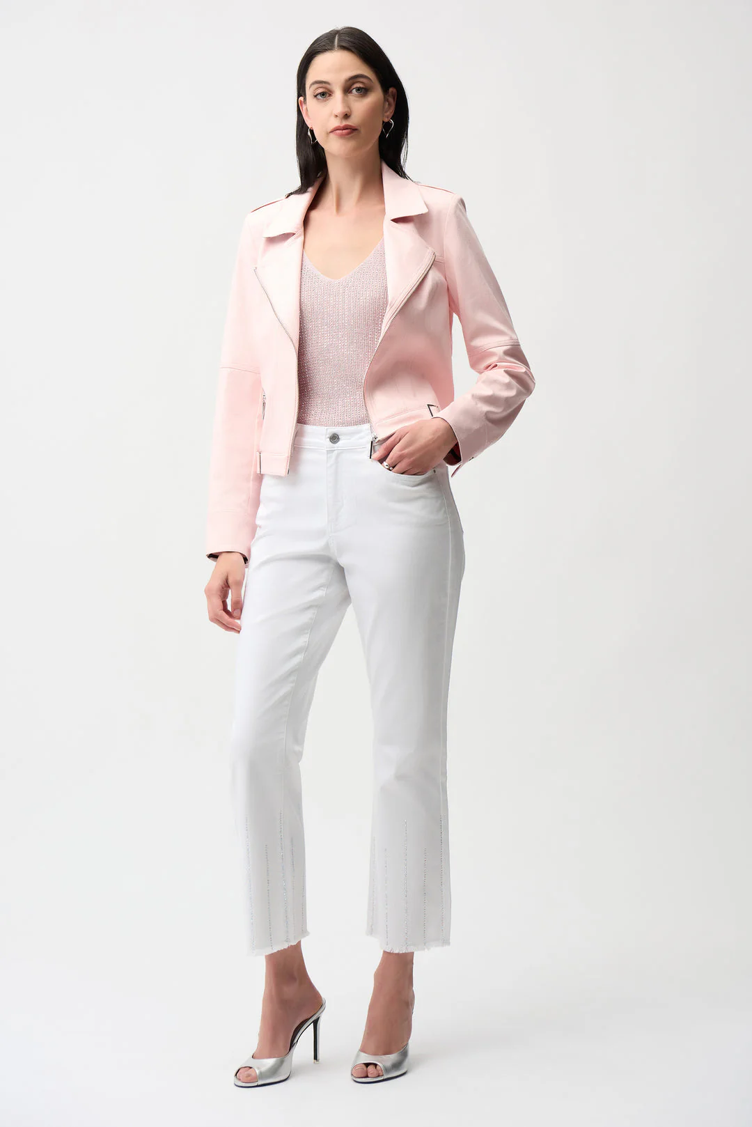 Joseph Ribkoff Pink Fitted Jacket with Decorative Buckles Style 261910 - Image 3