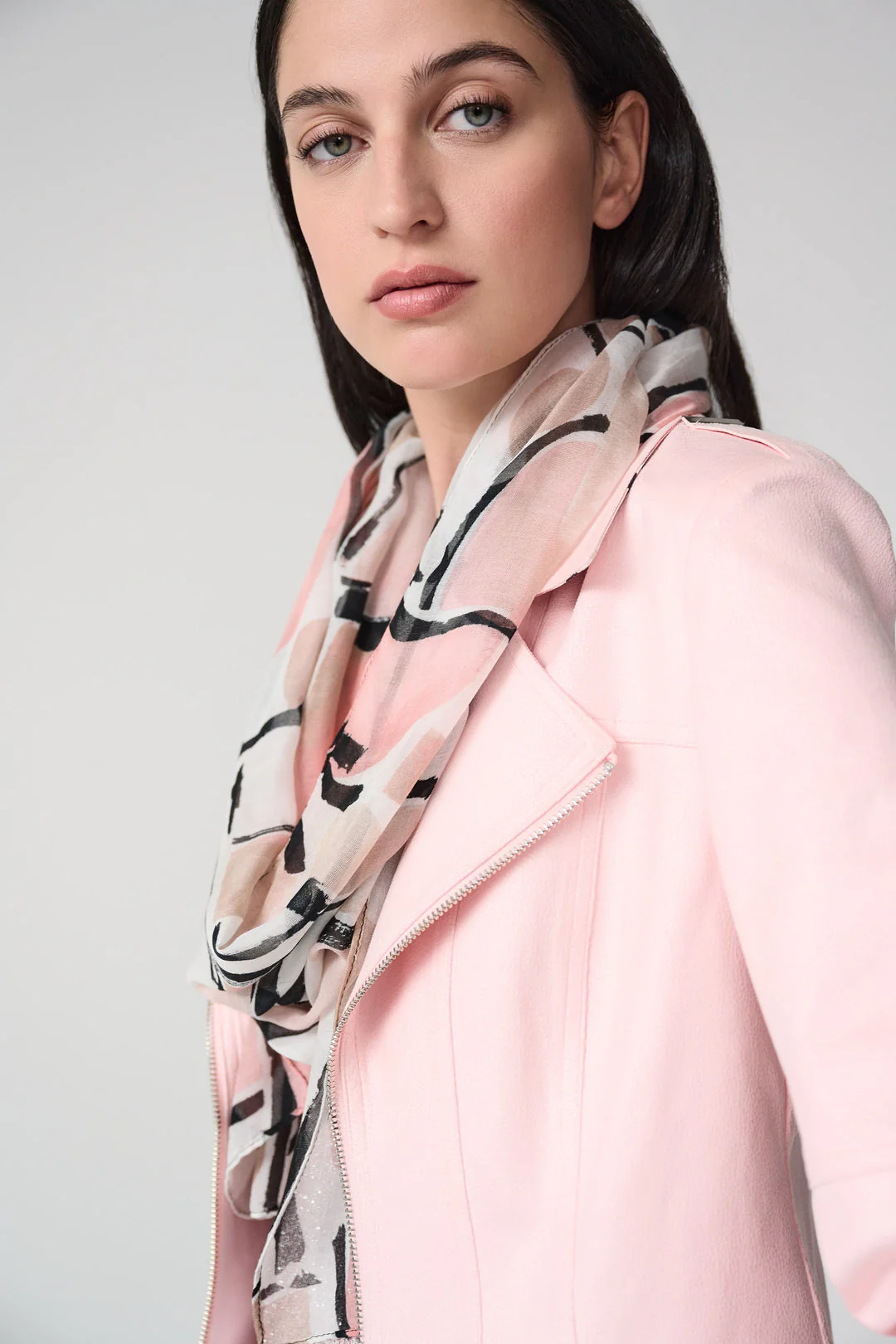 Joseph Ribkoff Pink Fitted Jacket with Decorative Buckles Style 261910 - Image 4