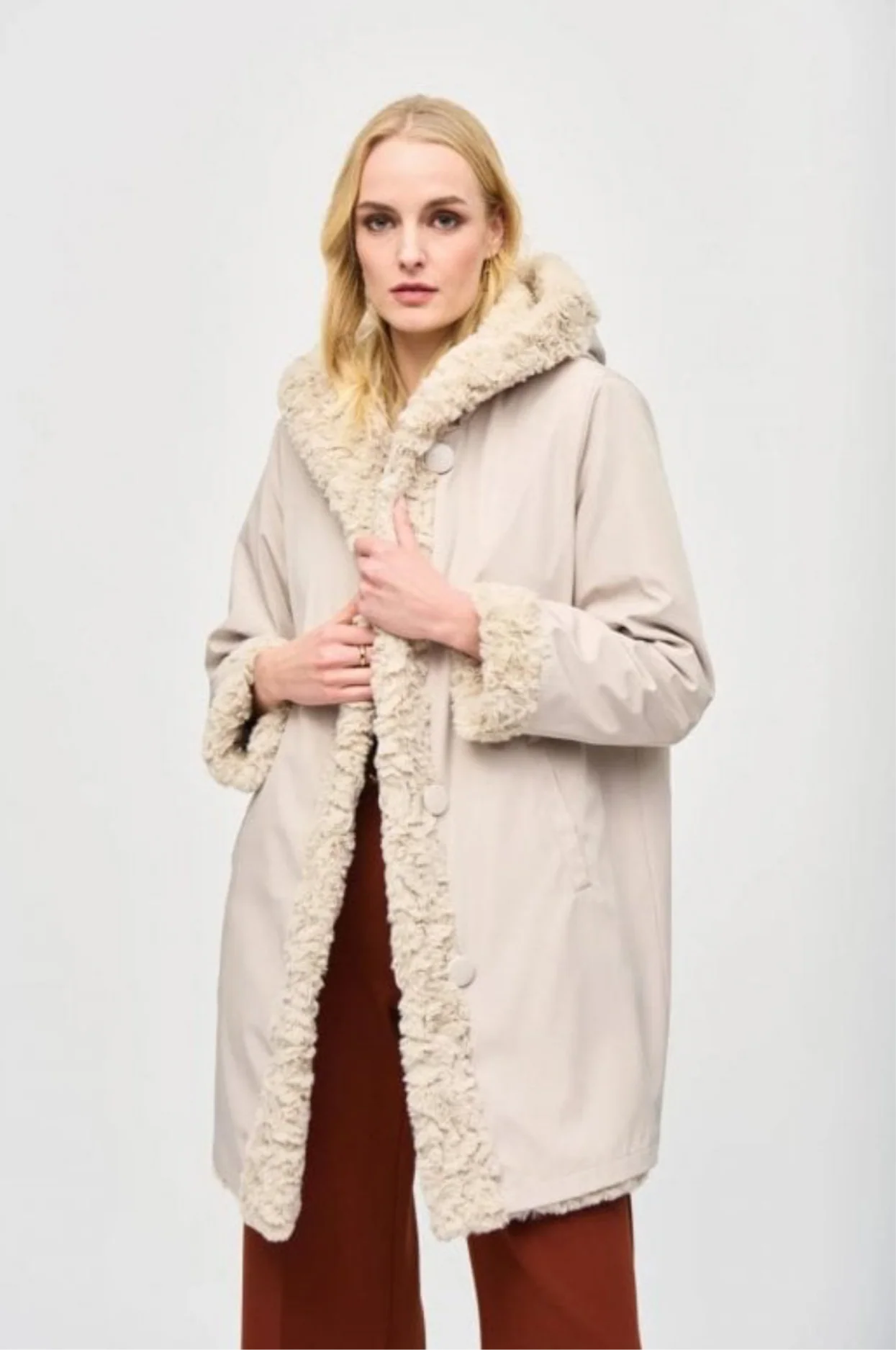 JOSEPH RIBKOFF REVERSIBLE FAUX FUR COAT - Image 2