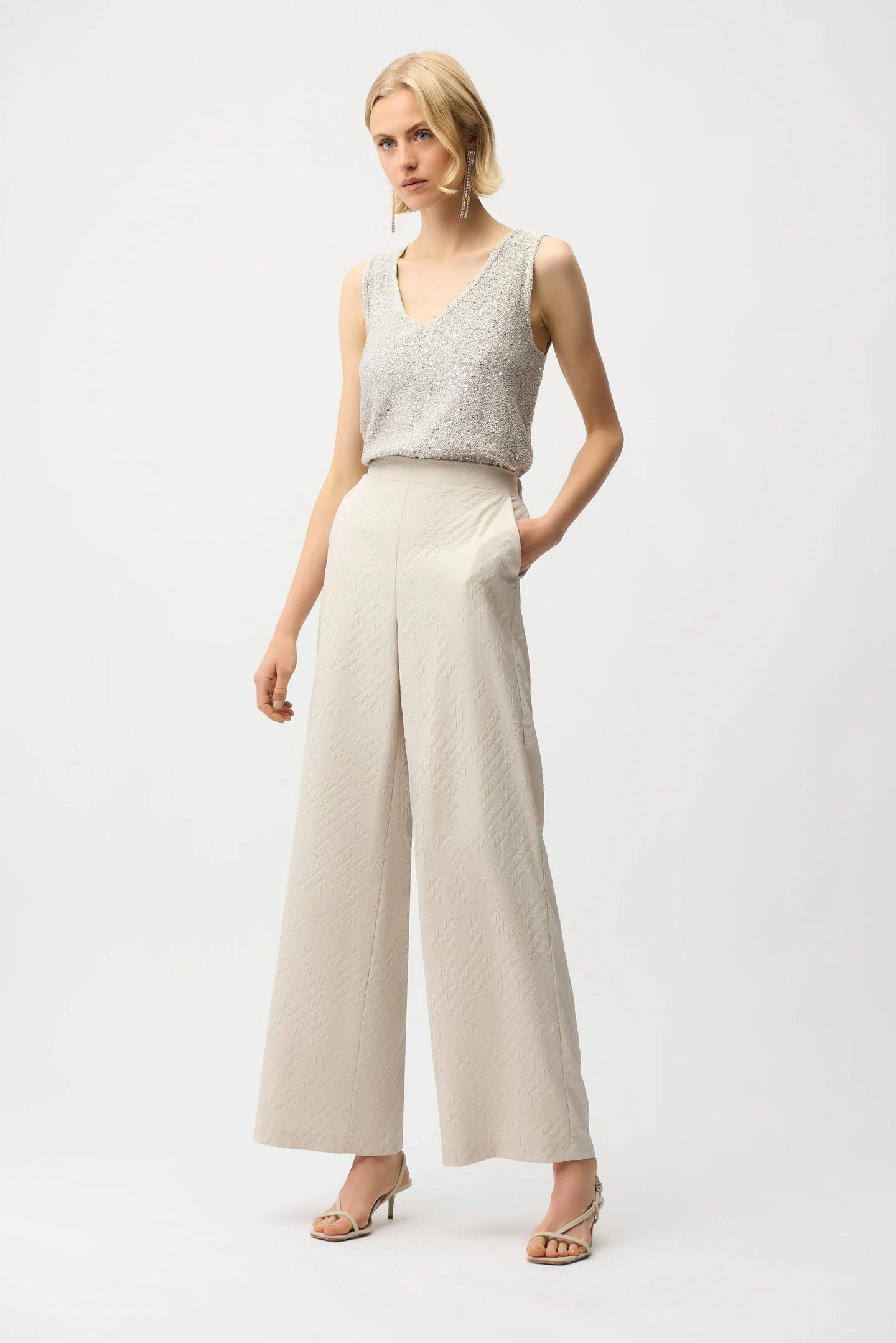 Joseph Ribkoff Sequins Yarn V-Neck Camisole Style 261914 - Image 2