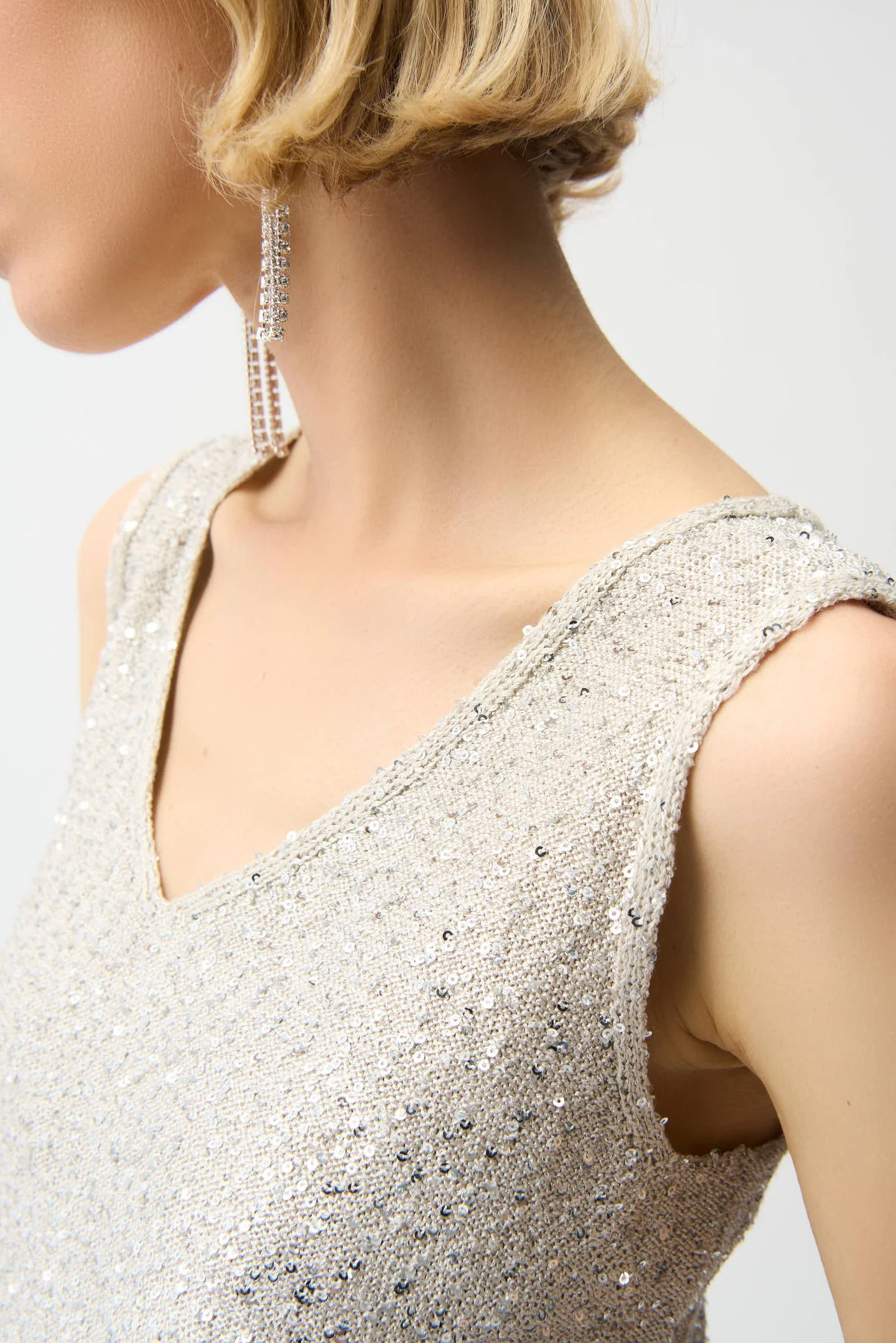 Joseph Ribkoff Sequins Yarn V-Neck Camisole Style 261914 - Image 4
