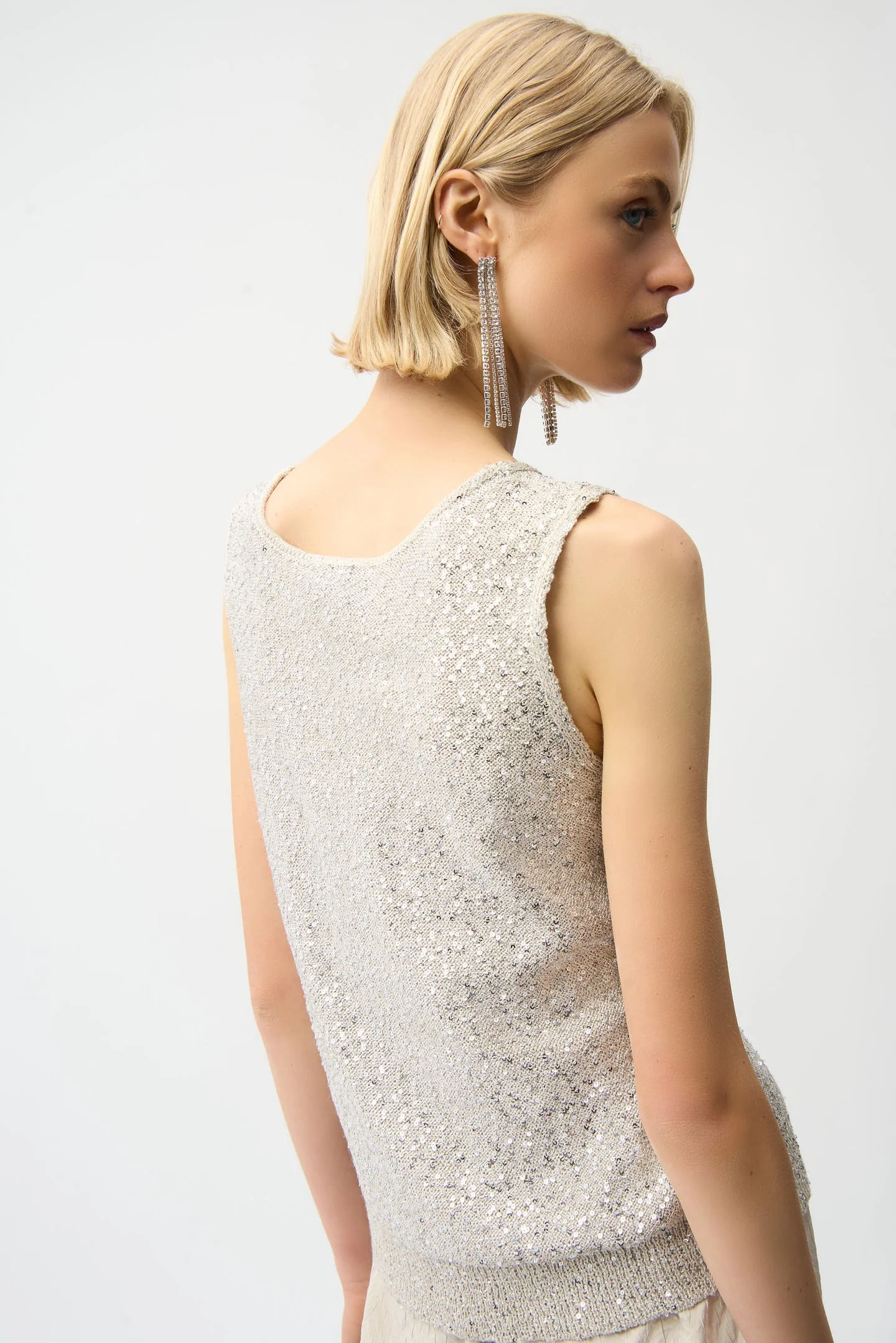 Joseph Ribkoff Sequins Yarn V-Neck Camisole Style 261914 - Image 5