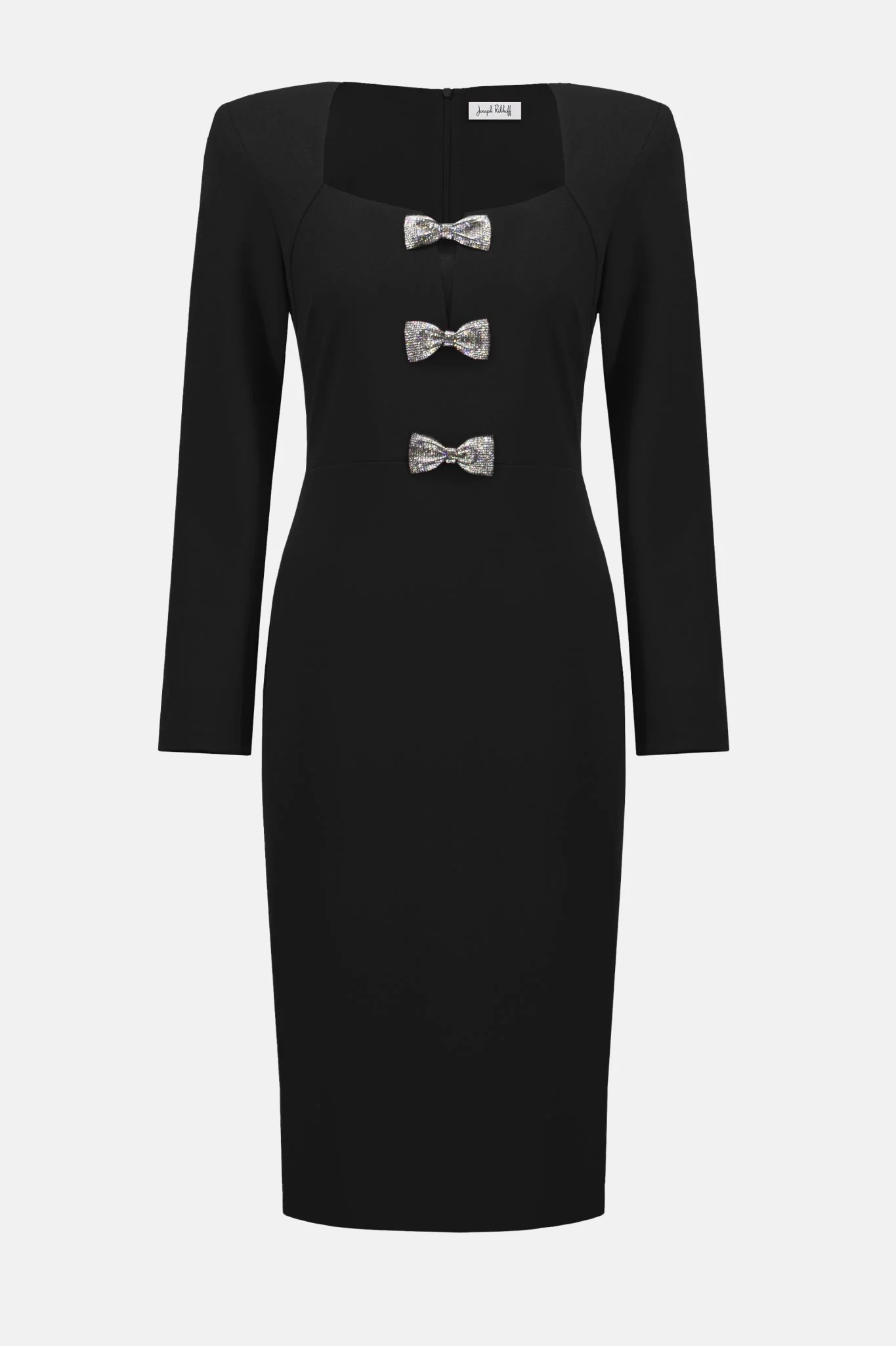 Joseph Ribkoff Sheath Dress With Rhinestone Bows Style 254053 - Image 3