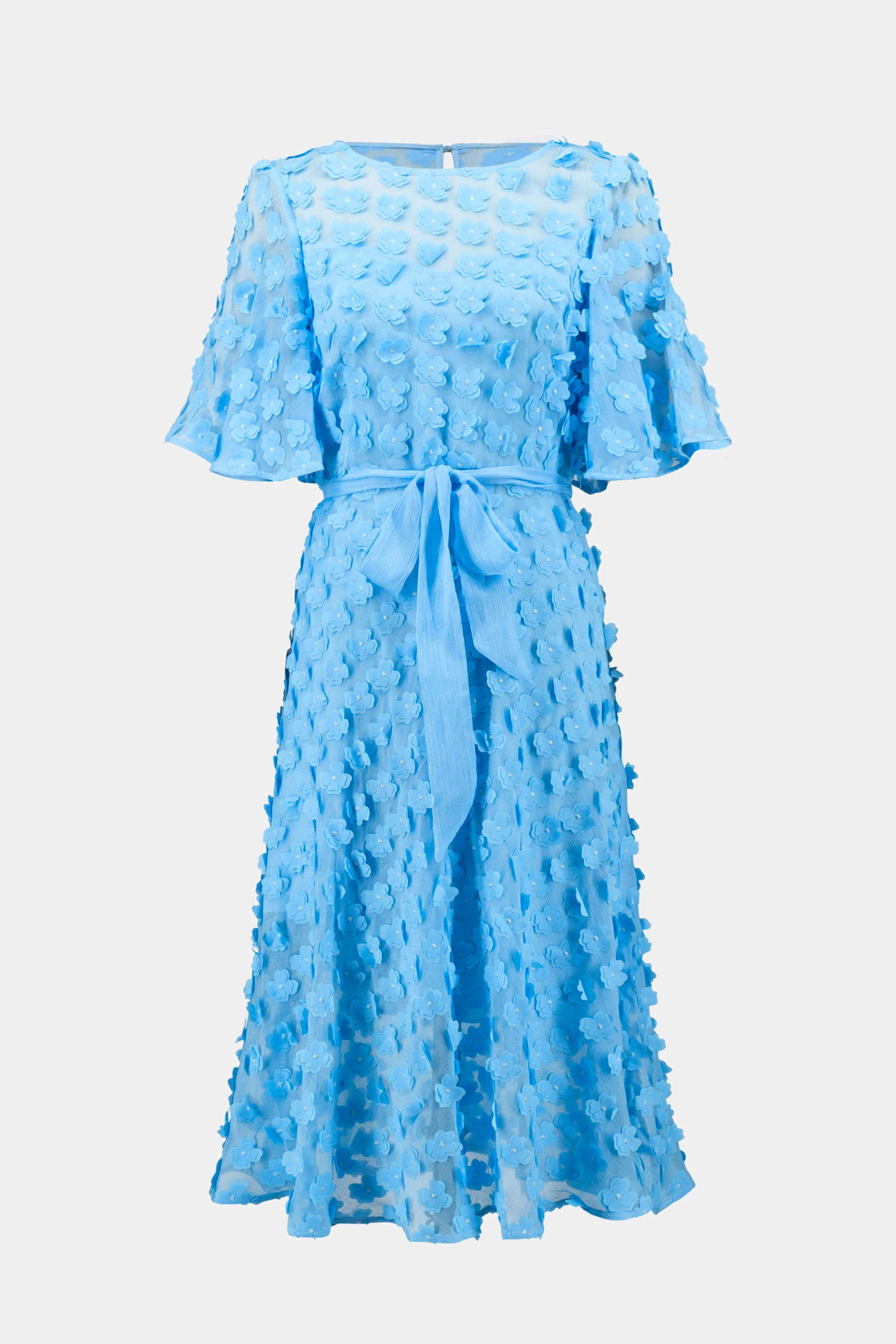 Joseph Ribkoff Signature | 3D Embroidered Chiffon Fit And Flare Dress With Sash Belt
261738 - Image 7