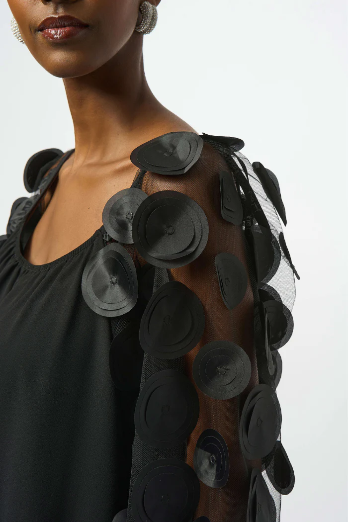 JOSEPH RIBKOFF SILKY KNIT TOP WITH 3D DOT SLEEVES 251273 - Image 3
