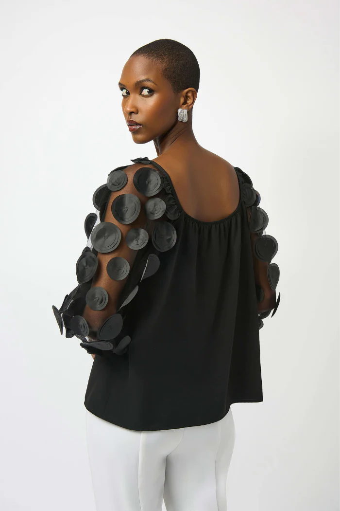 JOSEPH RIBKOFF SILKY KNIT TOP WITH 3D DOT SLEEVES 251273 - Image 4