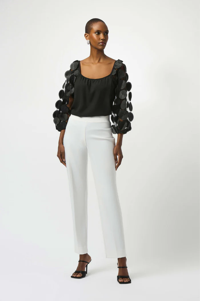 JOSEPH RIBKOFF SILKY KNIT TOP WITH 3D DOT SLEEVES 251273 - Image 5