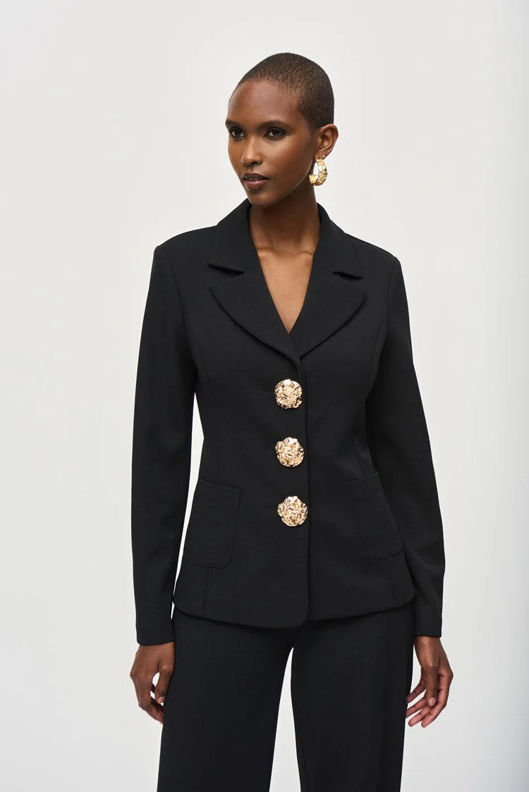 Joseph Ribkoff Statement Button Blazer – Black 243160 - Image 5