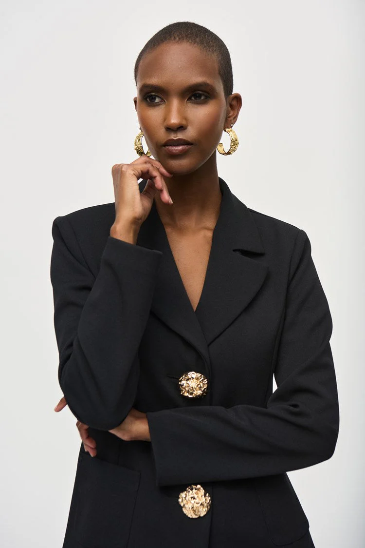 Joseph Ribkoff Statement Button Blazer – Black 243160 - Image 6