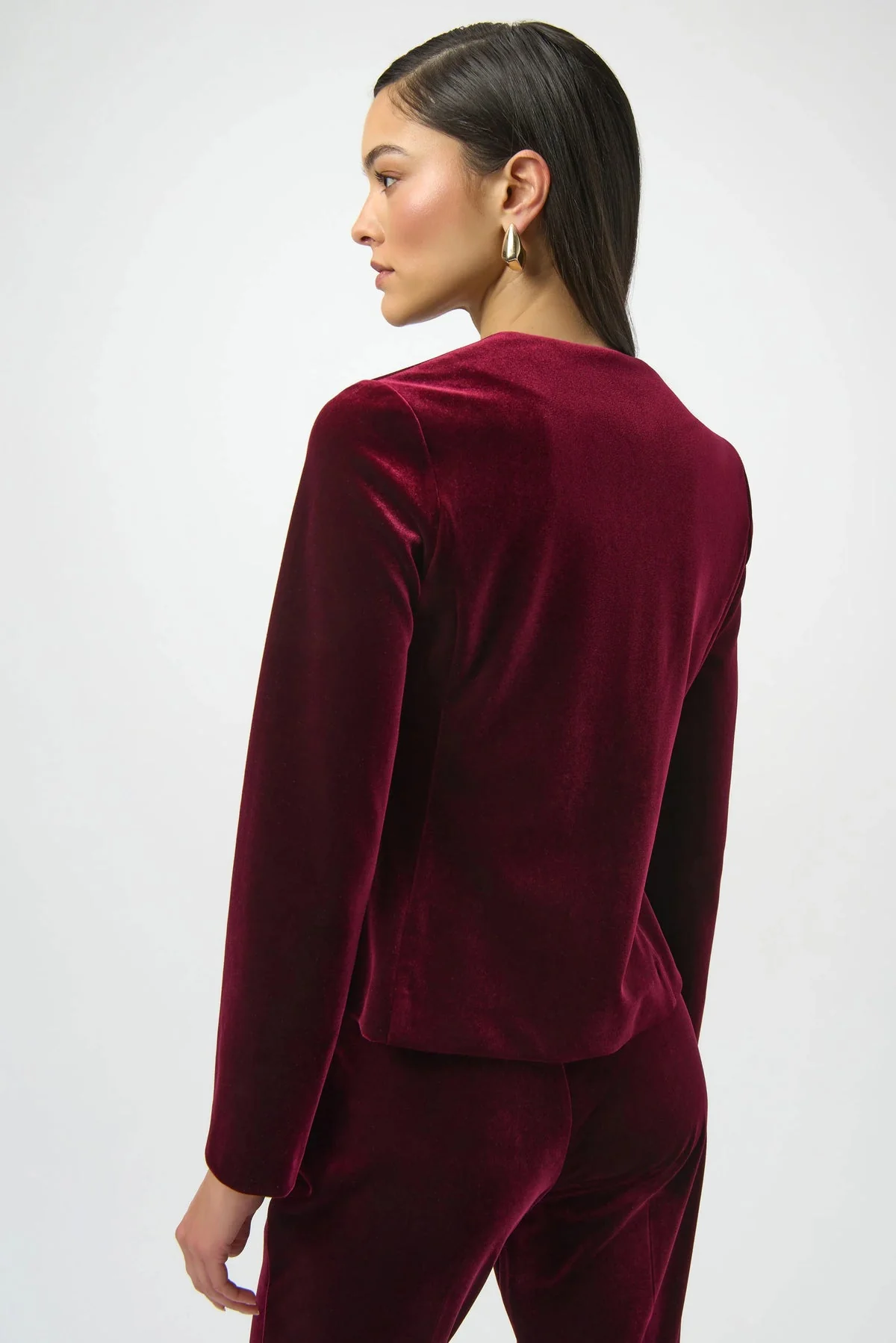 JOSEPH RIBKOFF VELVET SQUARE BLAZER - BURGUNDY 254197 - Image 5