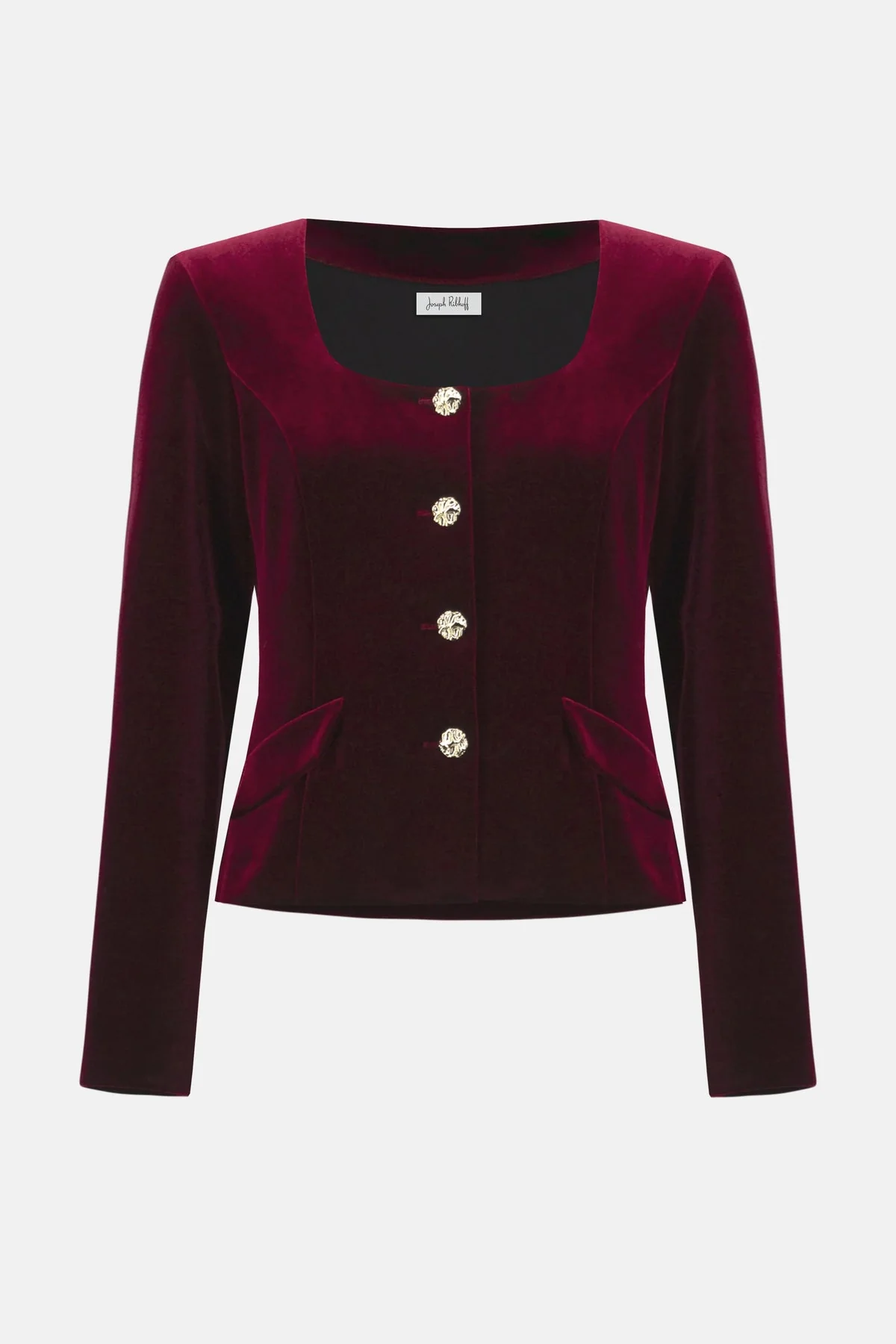 JOSEPH RIBKOFF VELVET SQUARE BLAZER - BURGUNDY 254197 - Image 6