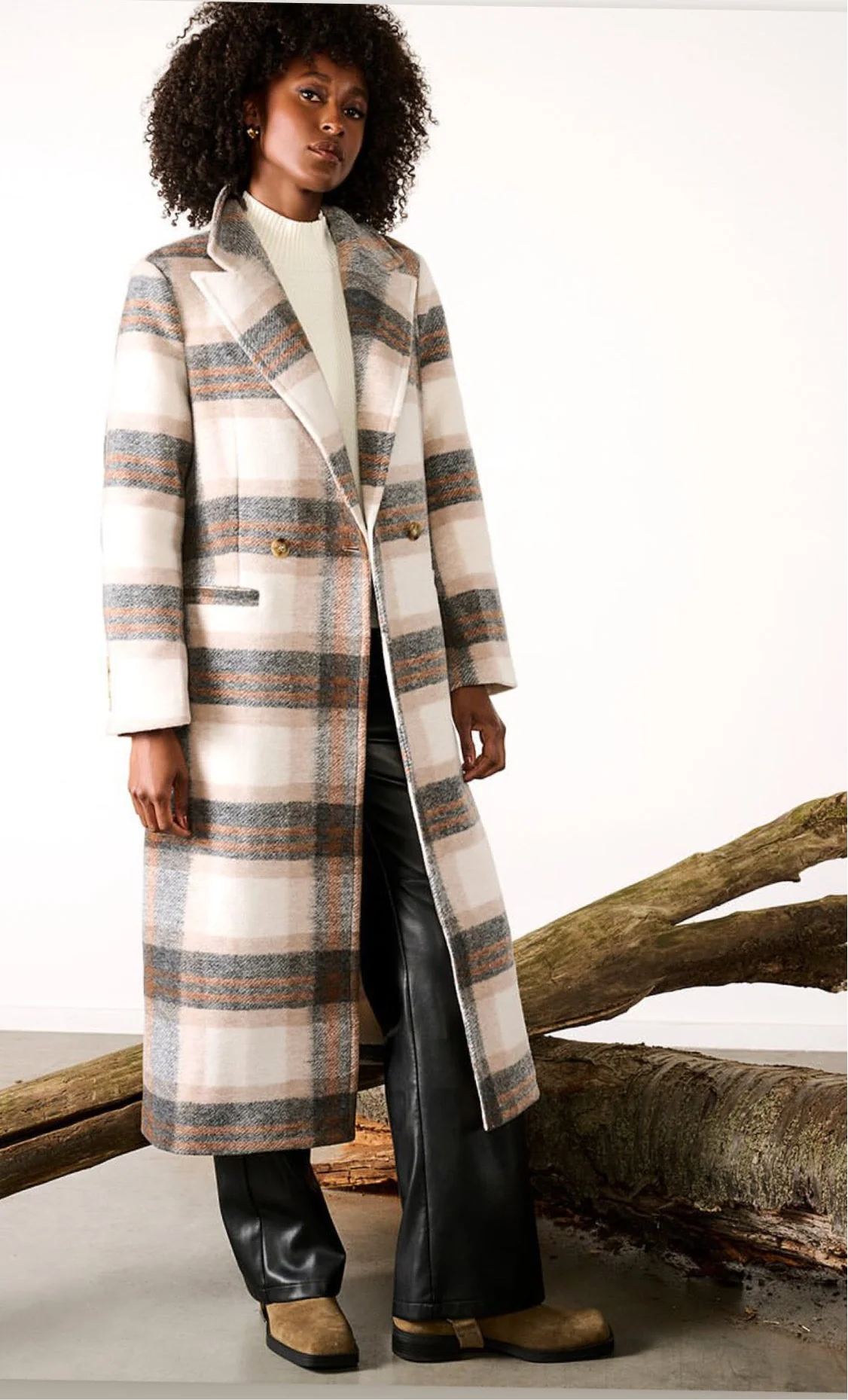 K Design Checked Longline Coat - Image 2