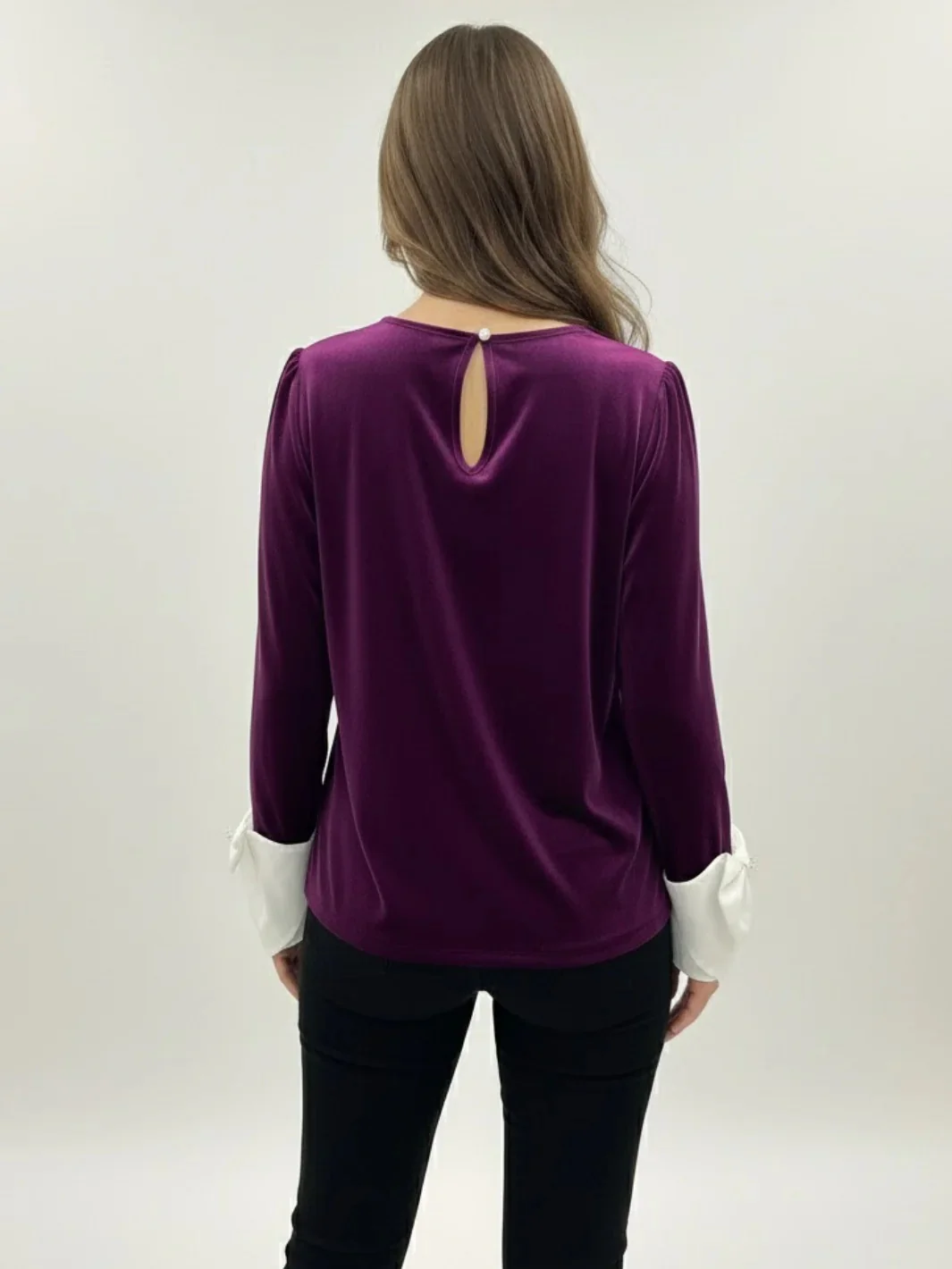 KATE & PIPPA ADA VELVET TOP IN PLUM - Image 2
