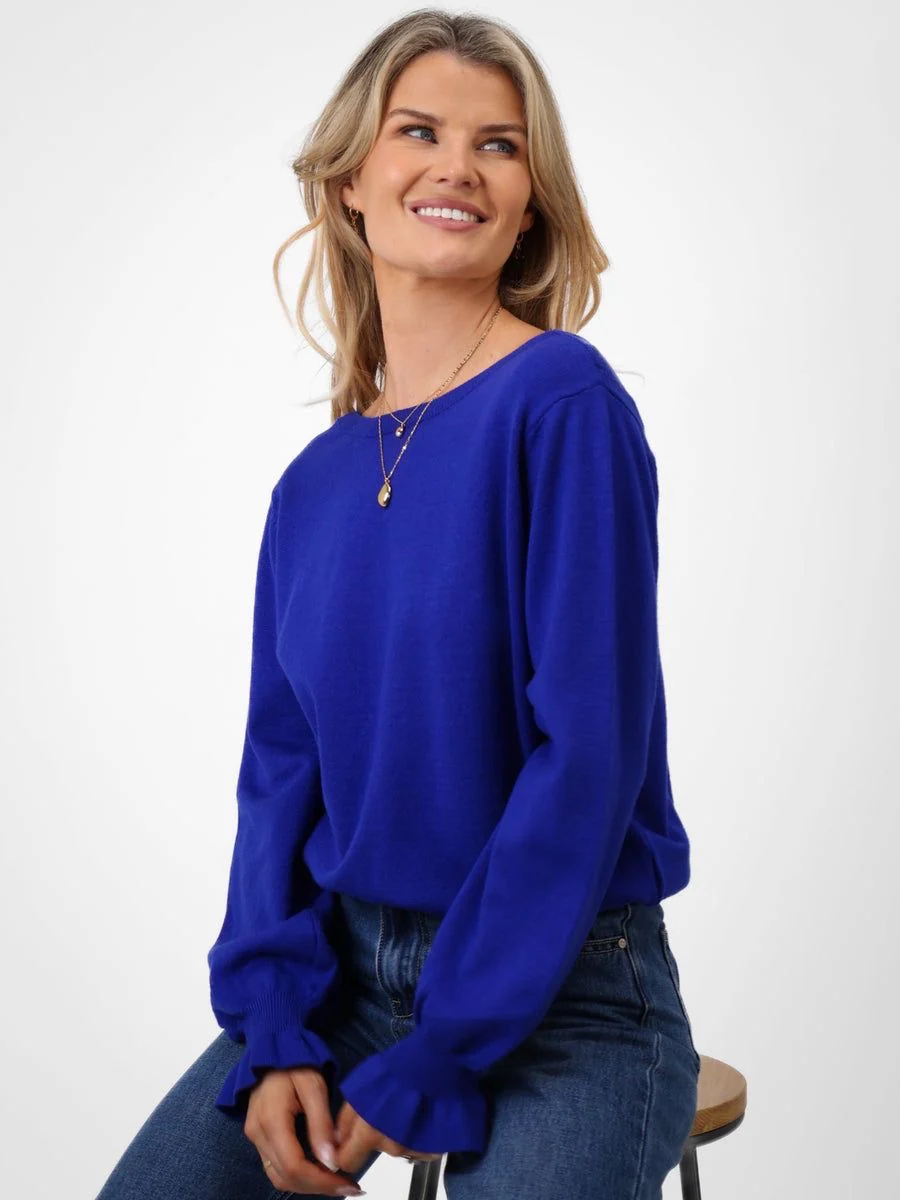 KATE & PIPPA bliss bow knit jumper in blue - Image 3