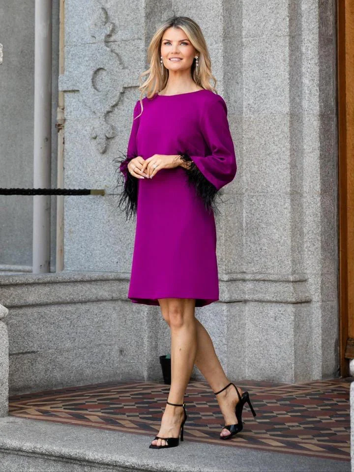KATE & PIPPA DAKOTA MAGENTA MINI SHIFT DRESS - Image 4