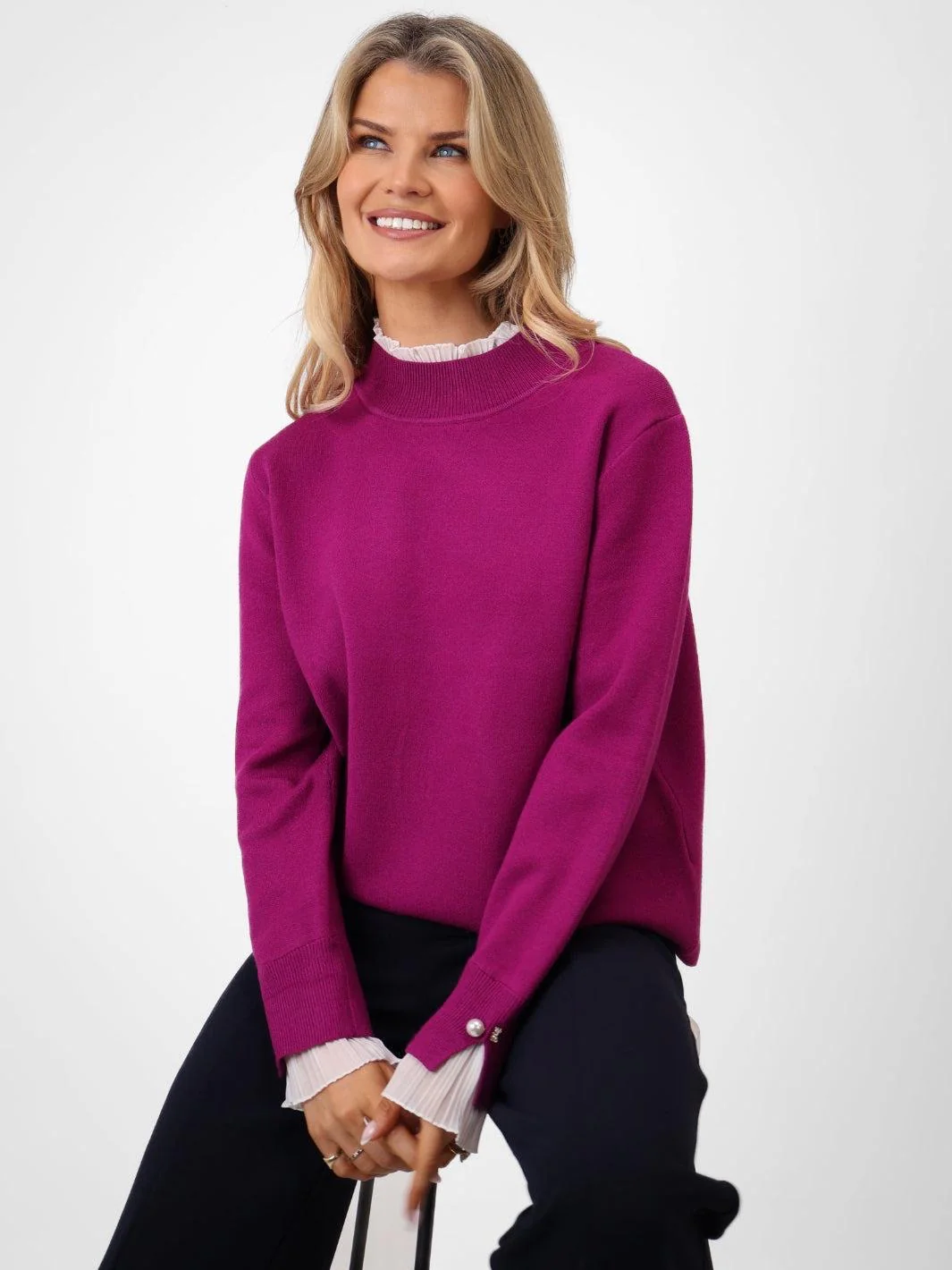 KATE & PIPPA GRACIE KNIT JUMPER IN PLUM - Image 4