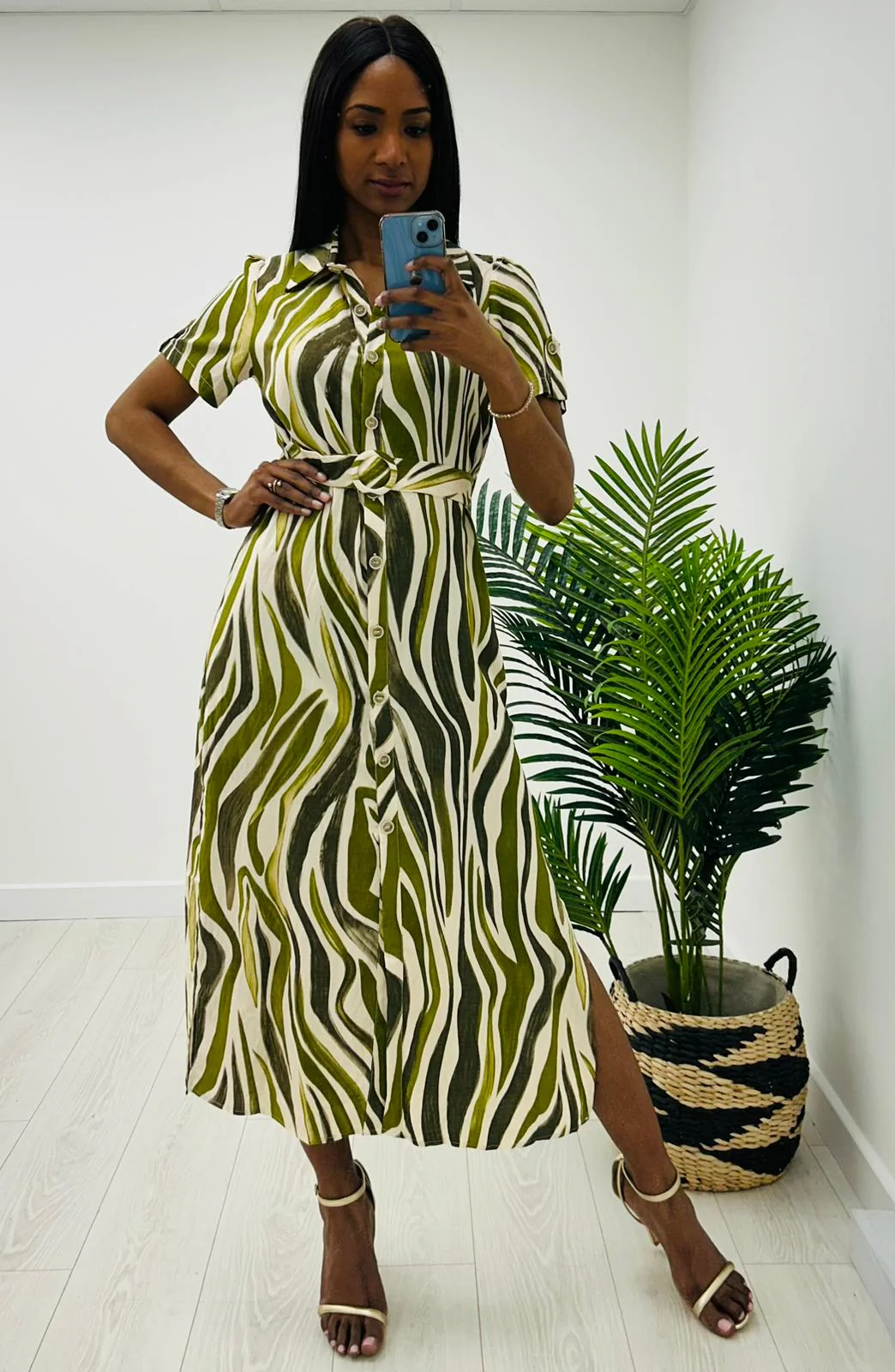Khaki olive dress - Image 2