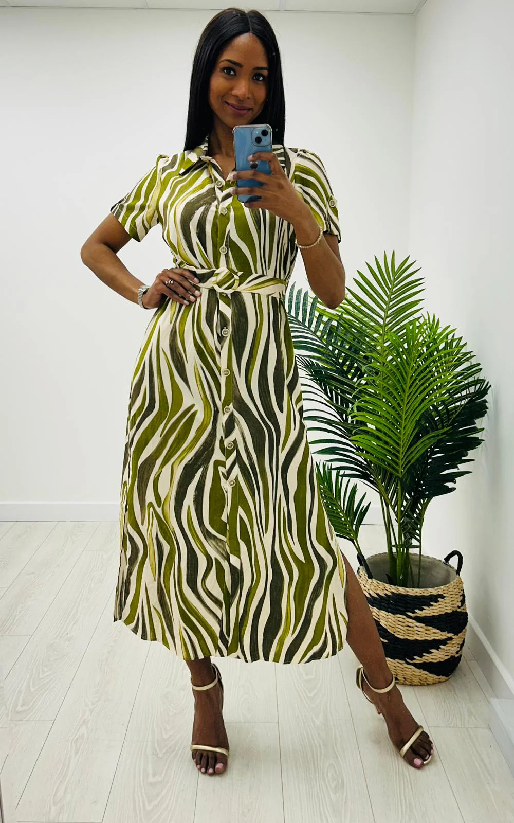Khaki olive dress - Image 3
