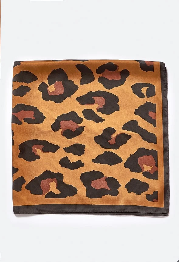 Carmel silk style leopard print scarf - Image 3