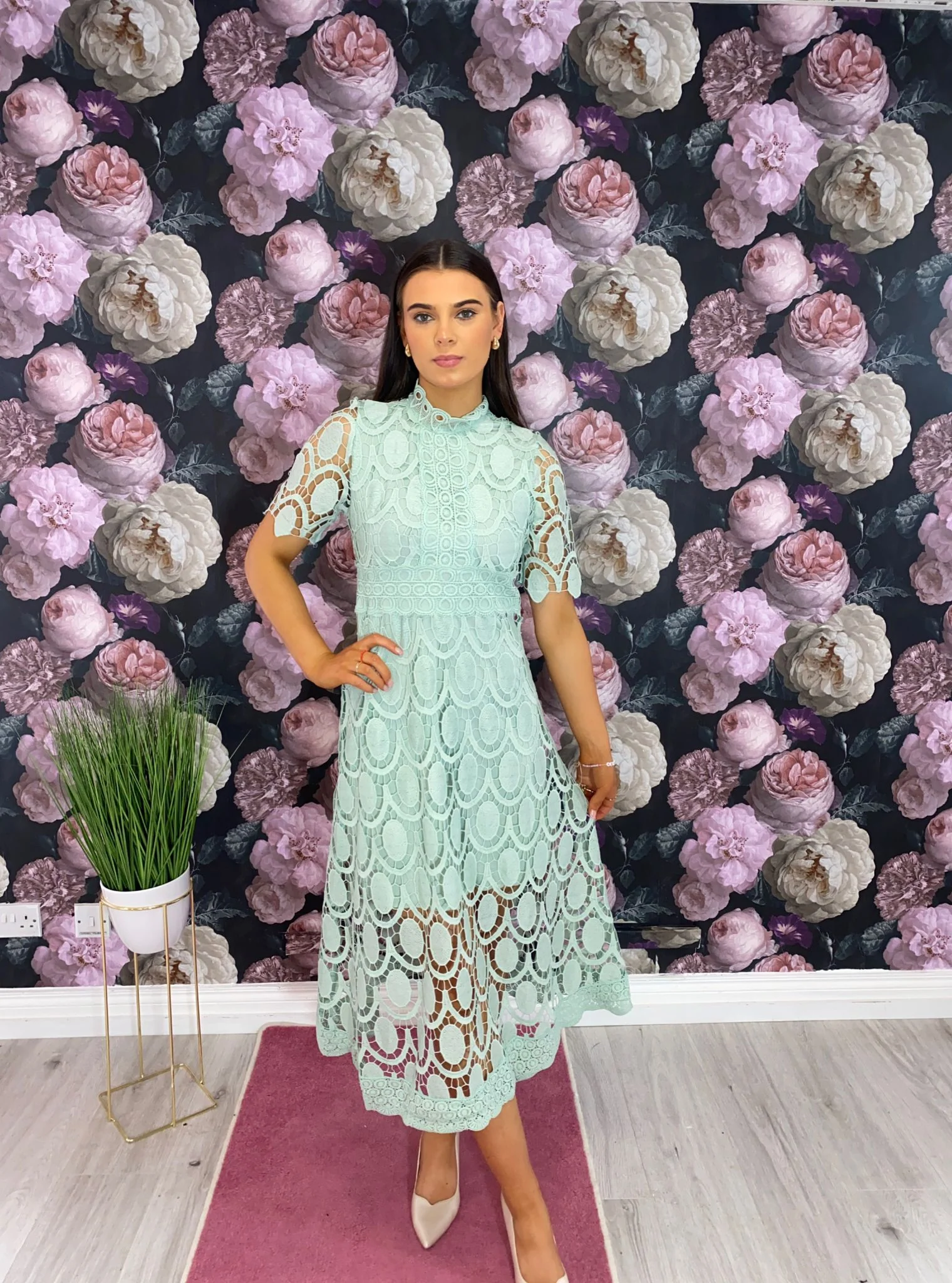 Lacey sage dress