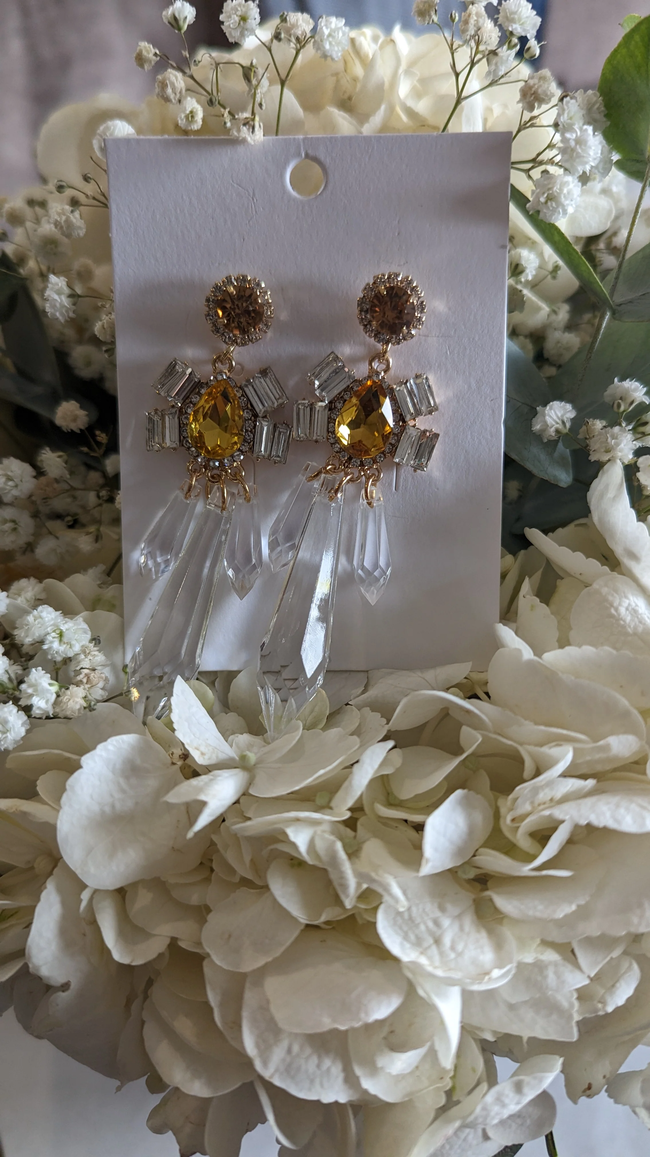 Large glass/gold earrings - Image 3