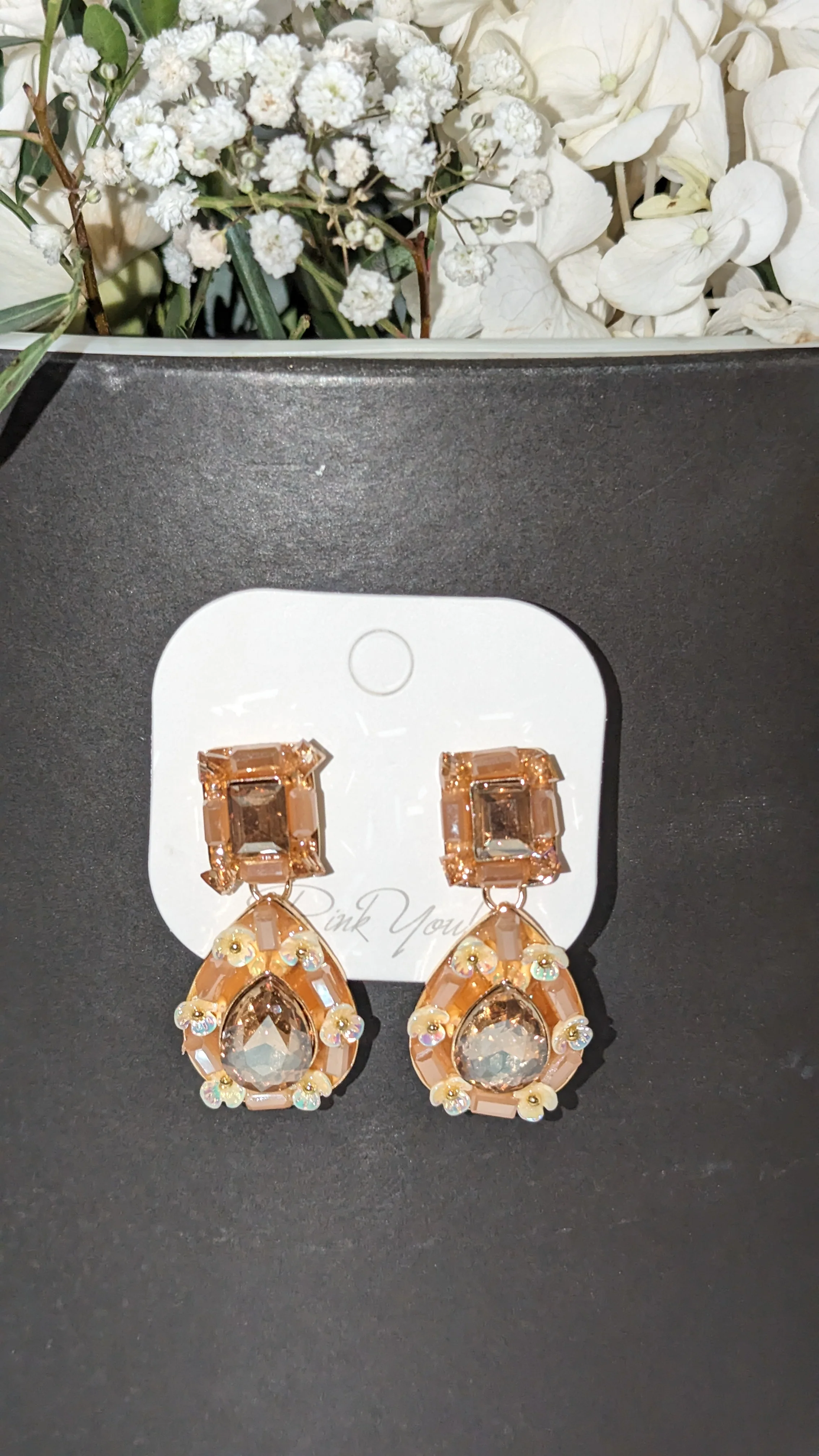 Large gold glass earrings - Image 3