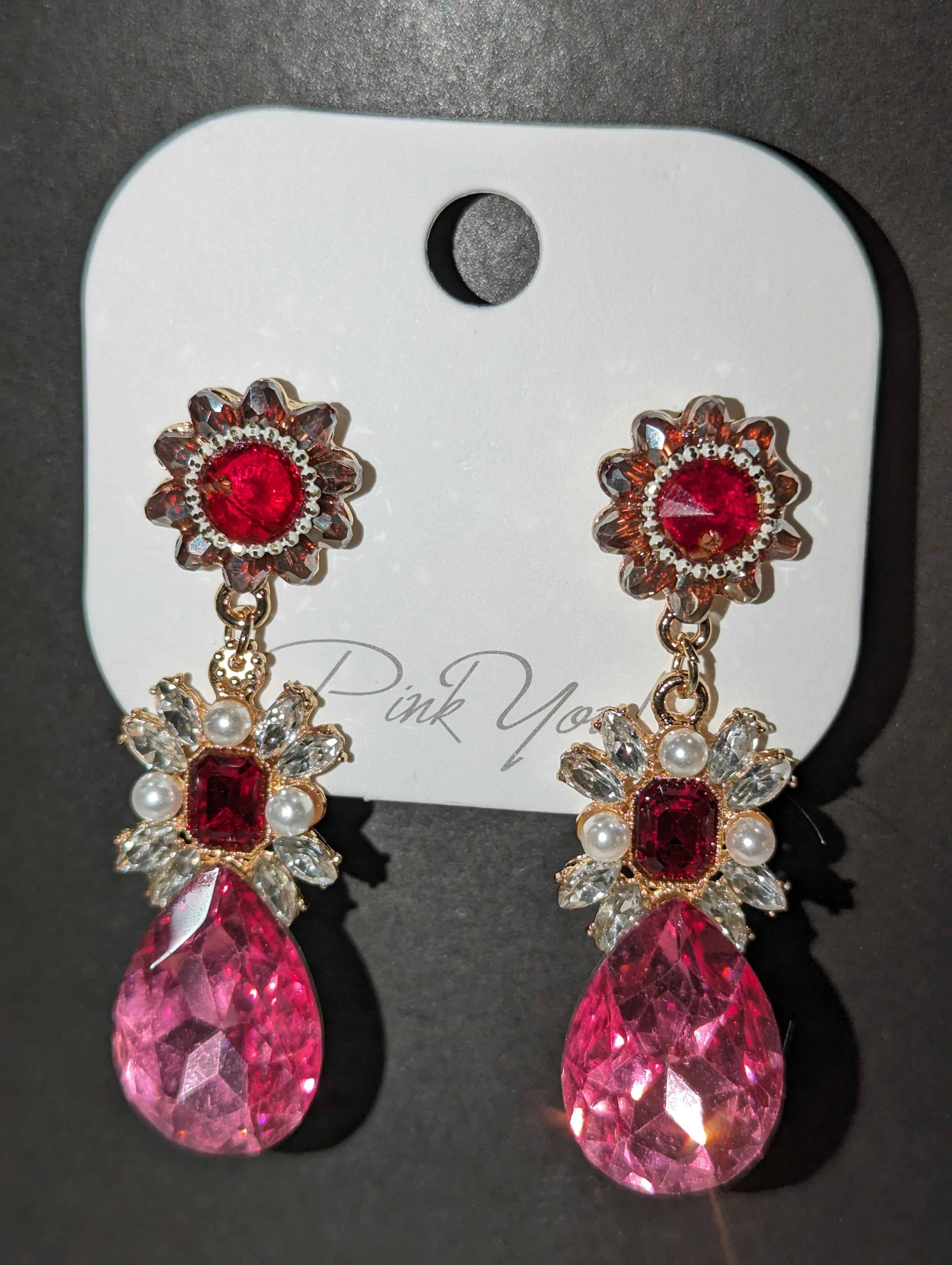 Large pink fashion earrings - Image 4