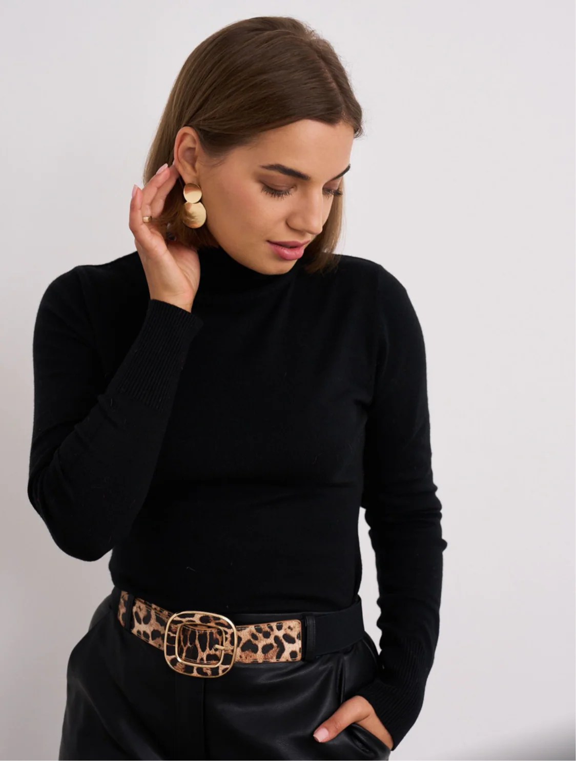 Leopard Print Statement Belt with Gold Buckle - Image 2