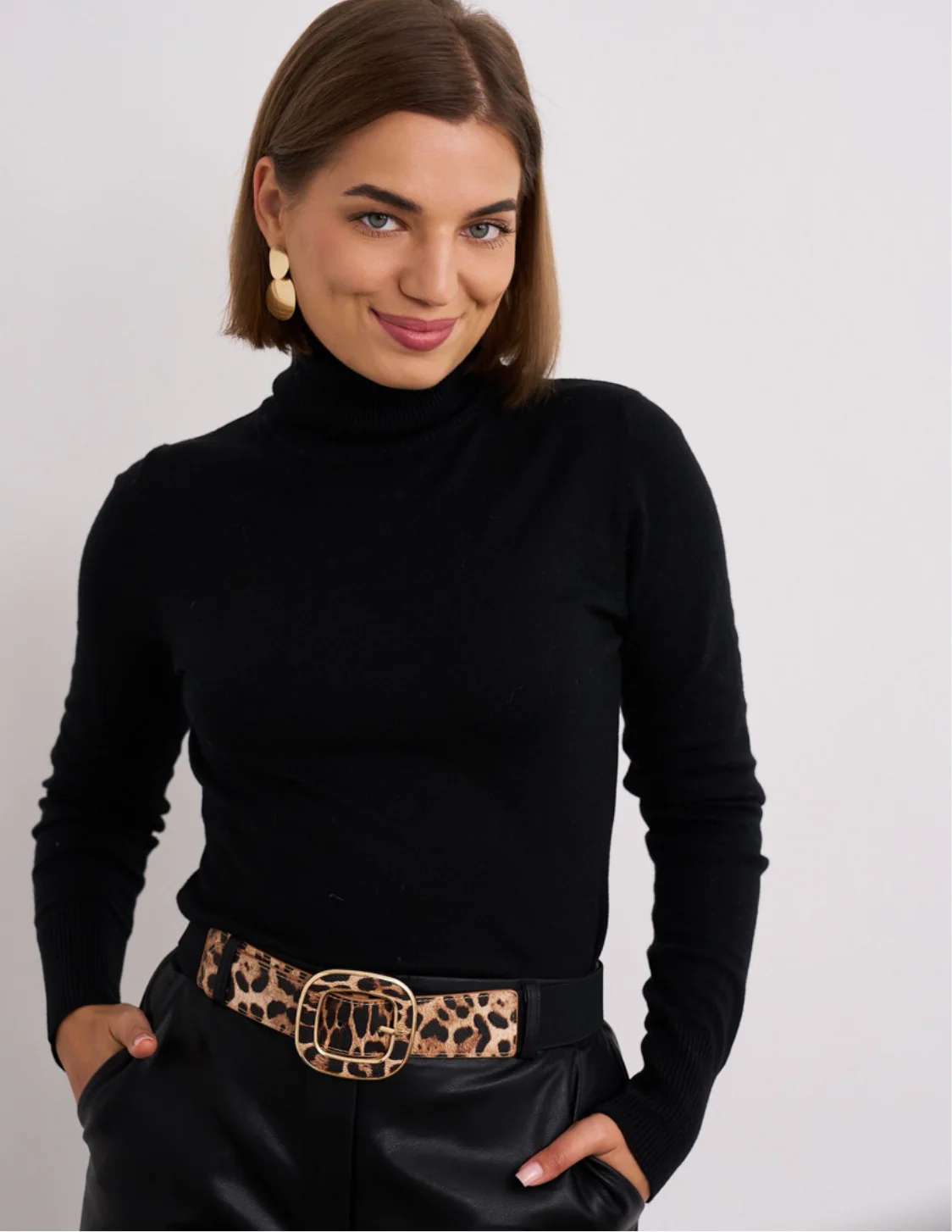 Leopard Print Statement Belt with Gold Buckle - Image 4