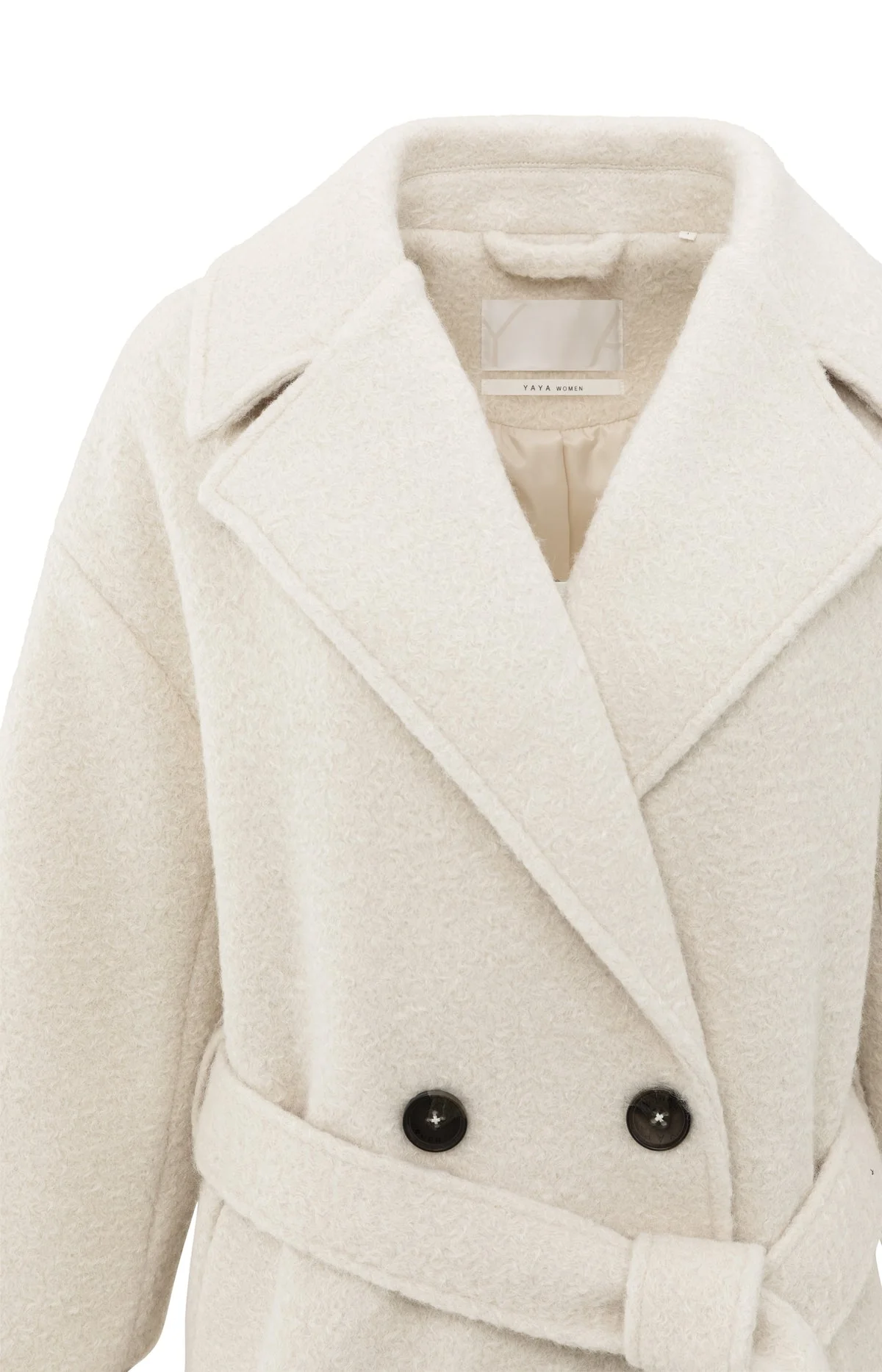 Long bouclé coat with belt and oversized fit - Image 6