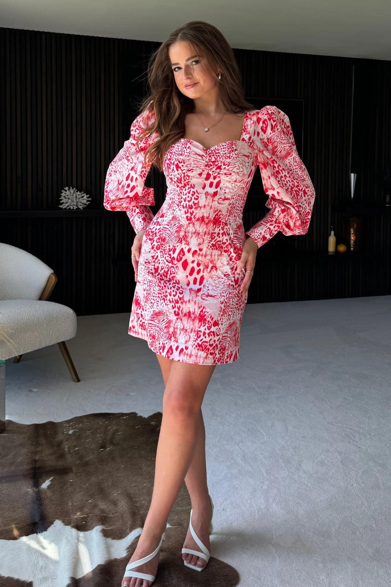 Madison red/white mini dress - Image 2