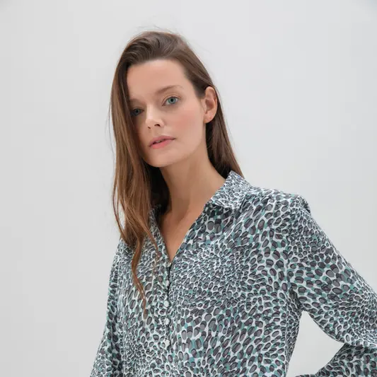 Marble animal print blue/grey blouse - Image 5