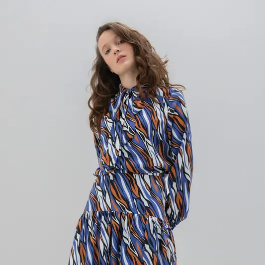 Marble blue animal print dress - Image 3